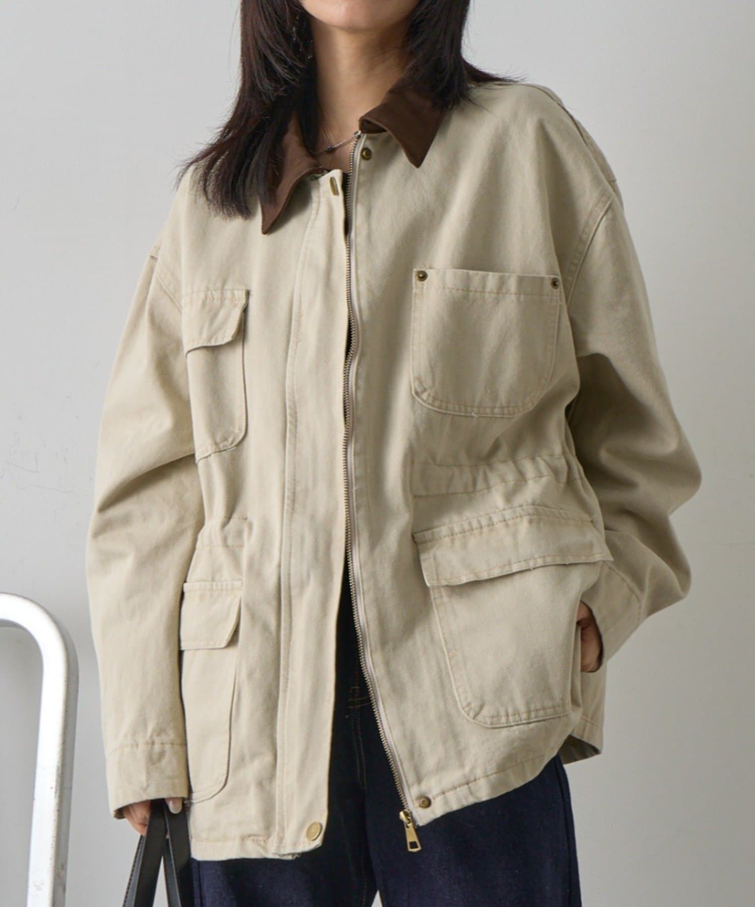 -goocy-(グーシー) 衿配色カバーオール