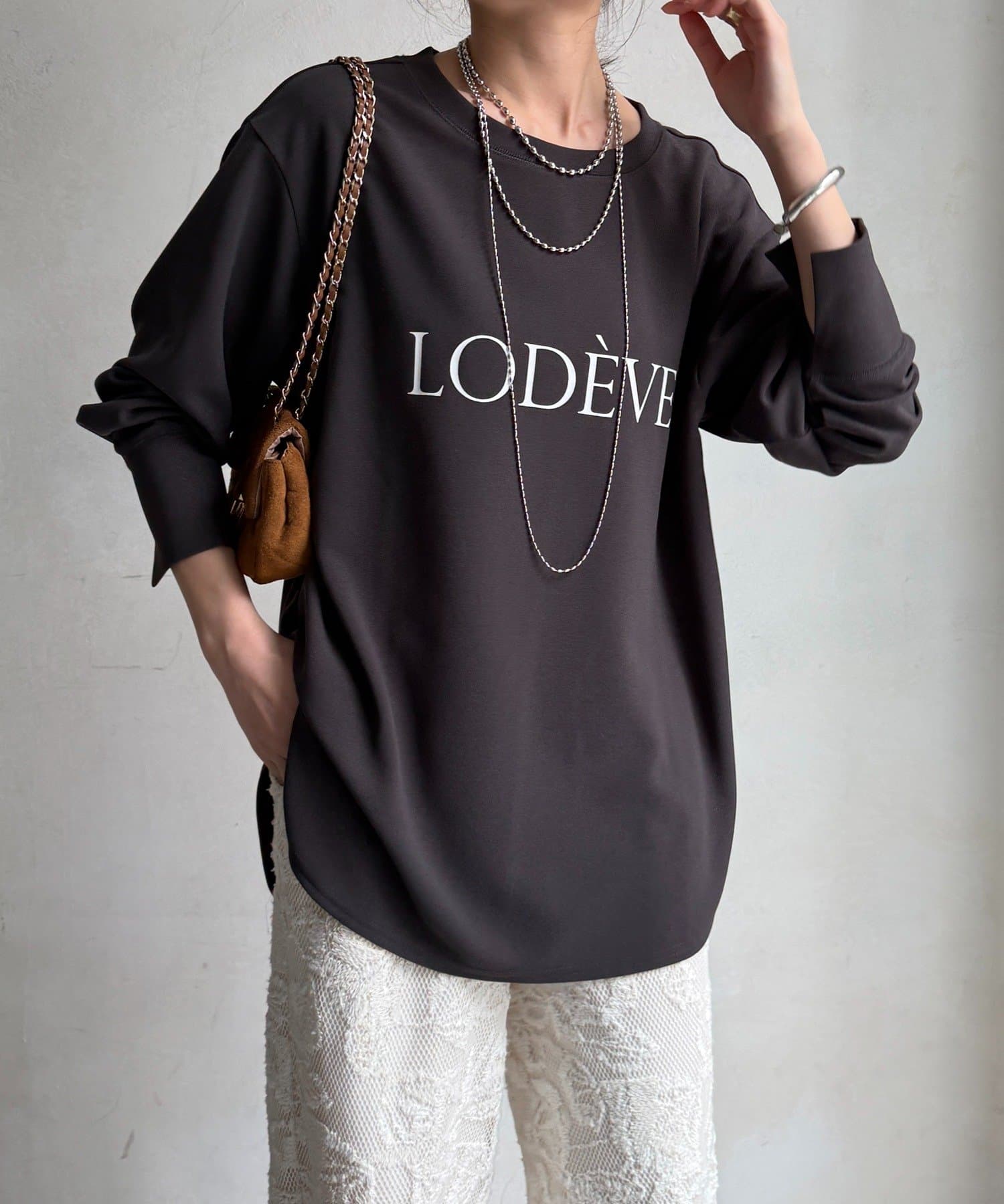 DOUDOU(ドゥドゥ) カットジョーゼットLODEVEロゴTEEブラウス