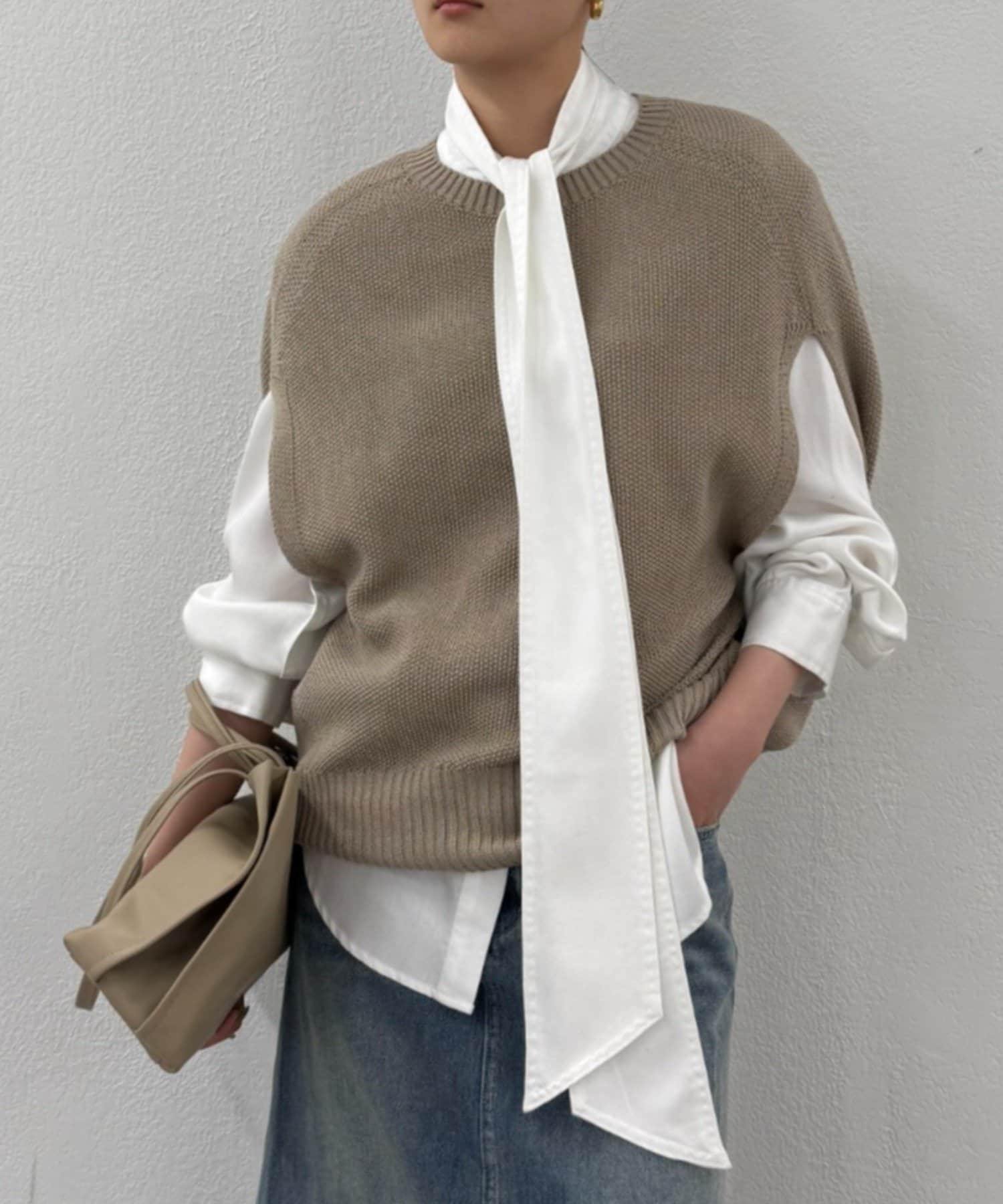 LOUNGEDRESS(ラウンジドレス) 【JAPAN MADE】ギマ鹿子ポンチョニットベスト