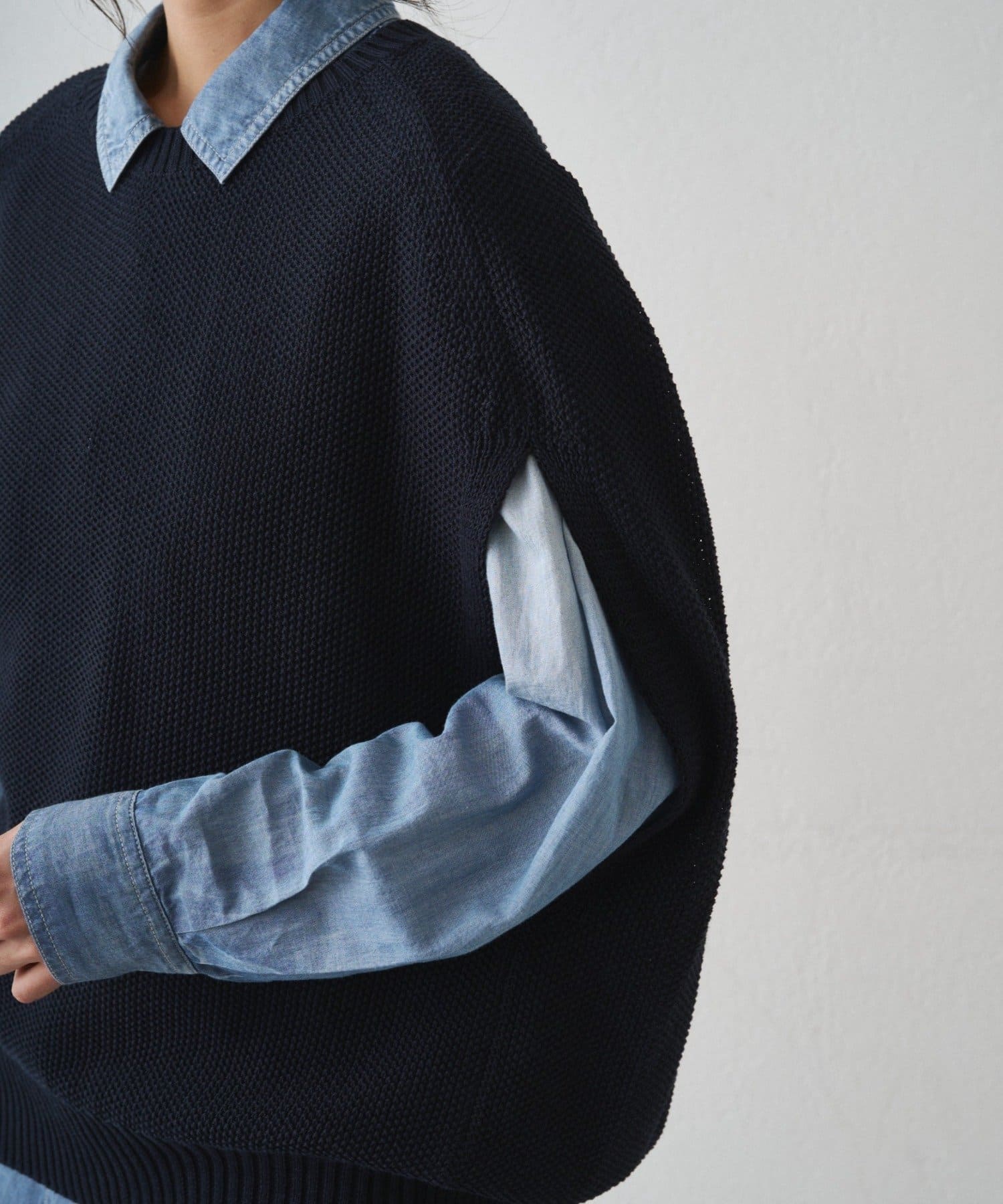 LOUNGEDRESS(ラウンジドレス) 【JAPAN MADE】ギマ鹿子ポンチョニットベスト