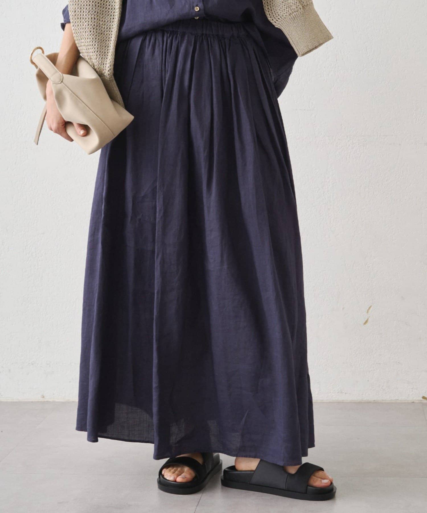 LOUNGEDRESS(ラウンジドレス) リネンタックギャザースカート