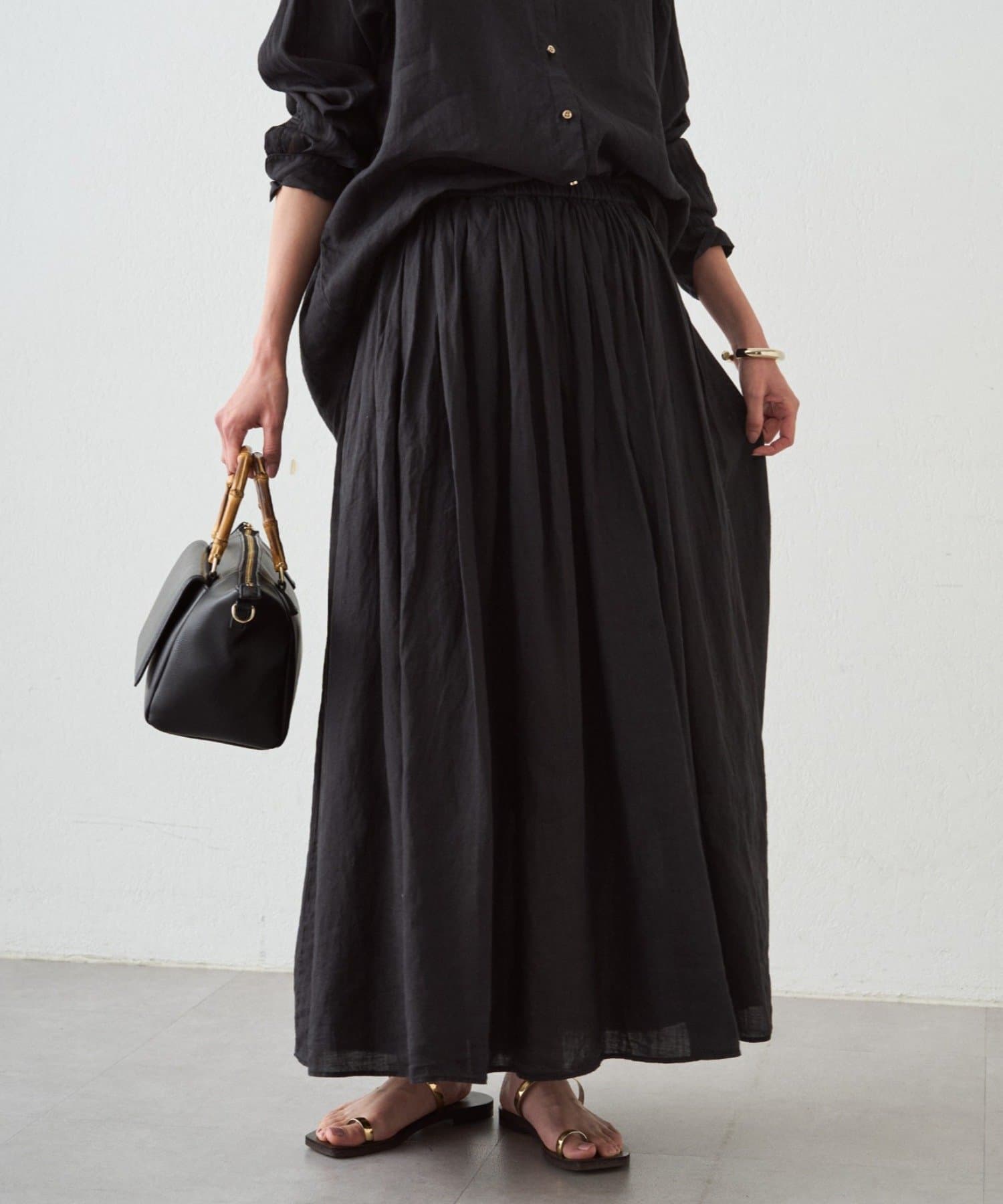 LOUNGEDRESS(ラウンジドレス) リネンタックギャザースカート