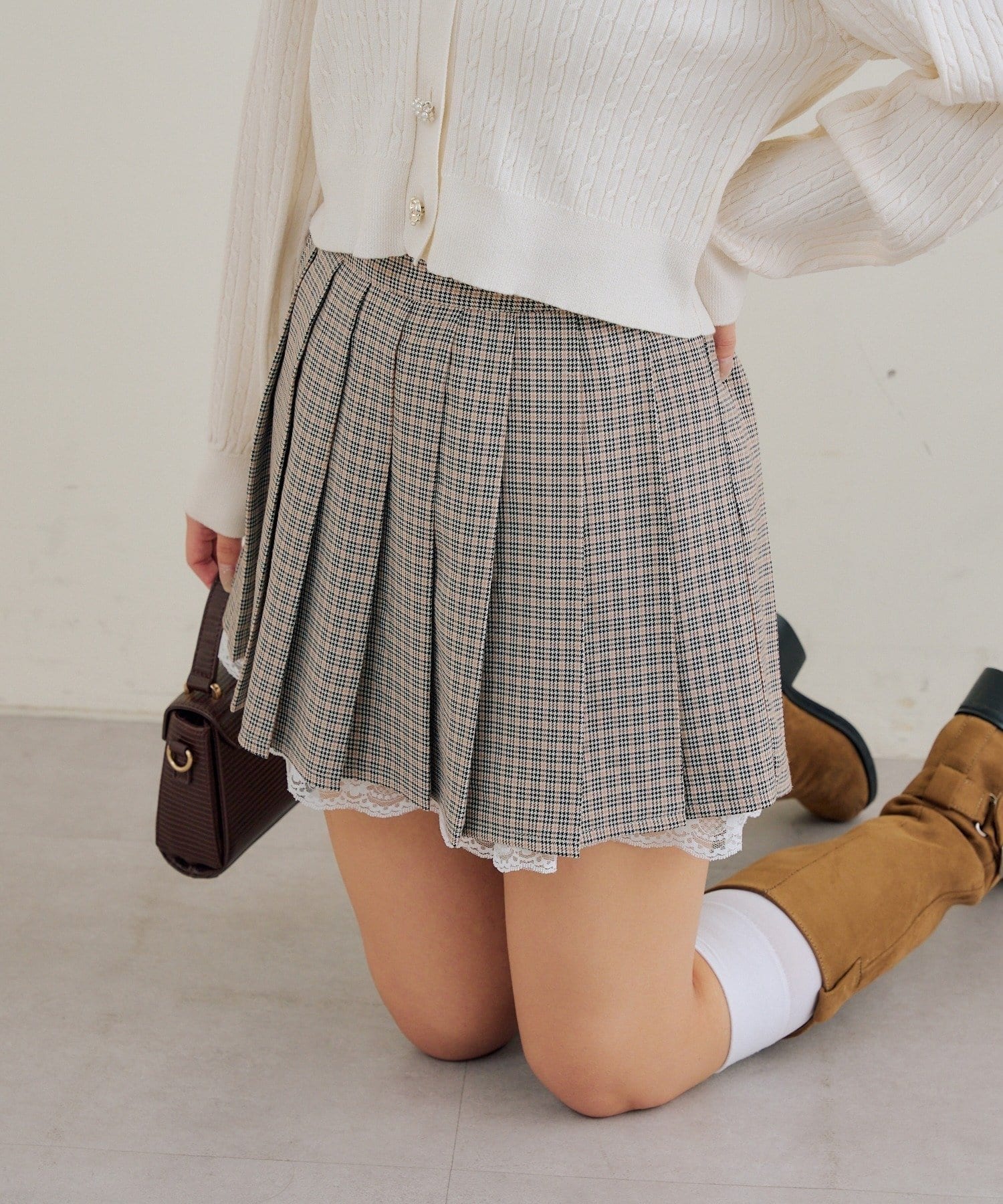 NICE CLAUP / OLIVE des OLIVE OUTLET(ナイスクラップ  / オリーブ デ オリーブ アウトレット) 【RMAF】【セットアップ対応可】裾レースプリーツスカート