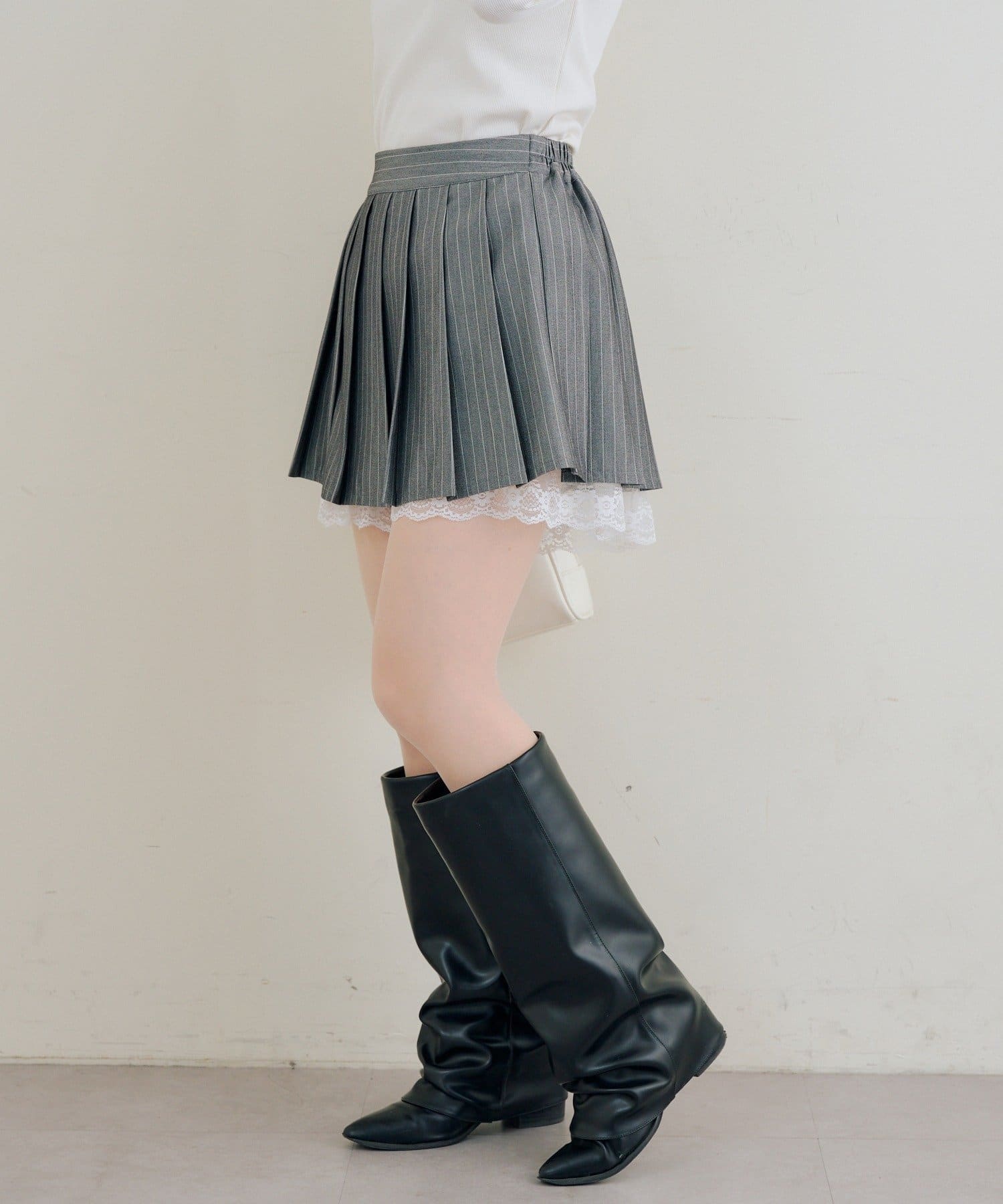 NICE CLAUP / OLIVE des OLIVE OUTLET(ナイスクラップ  / オリーブ デ オリーブ アウトレット) 【RMAF】【セットアップ対応可】裾レースプリーツスカート