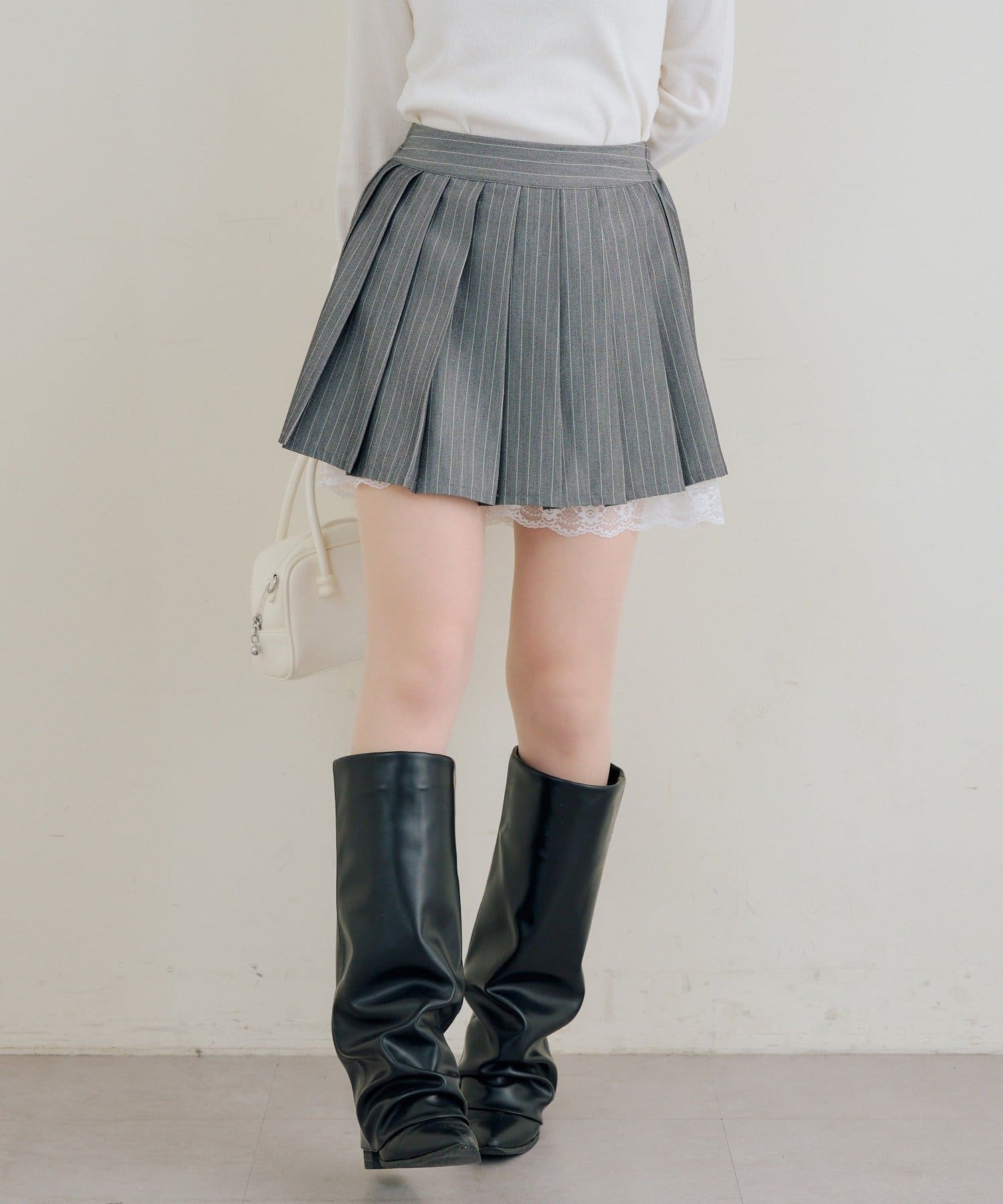 NICE CLAUP / OLIVE des OLIVE OUTLET(ナイスクラップ  / オリーブ デ オリーブ アウトレット) 【RMAF】【セットアップ対応可】裾レースプリーツスカート