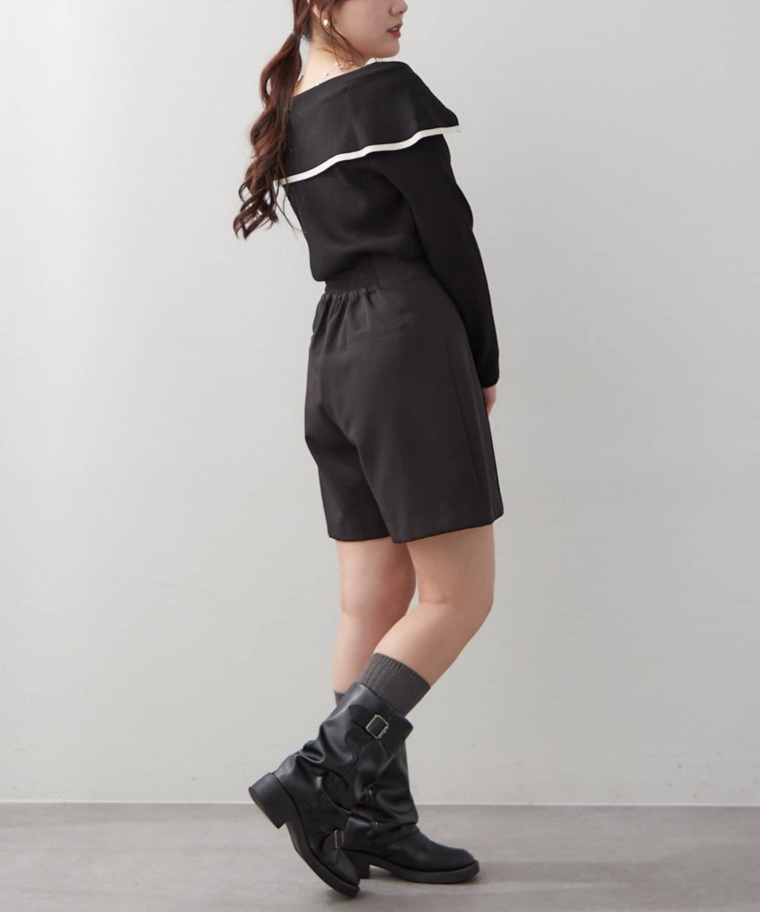 NICE CLAUP / OLIVE des OLIVE OUTLET(ナイスクラップ  / オリーブ デ オリーブ アウトレット) 【RMAF】配色オフショルリボンニット