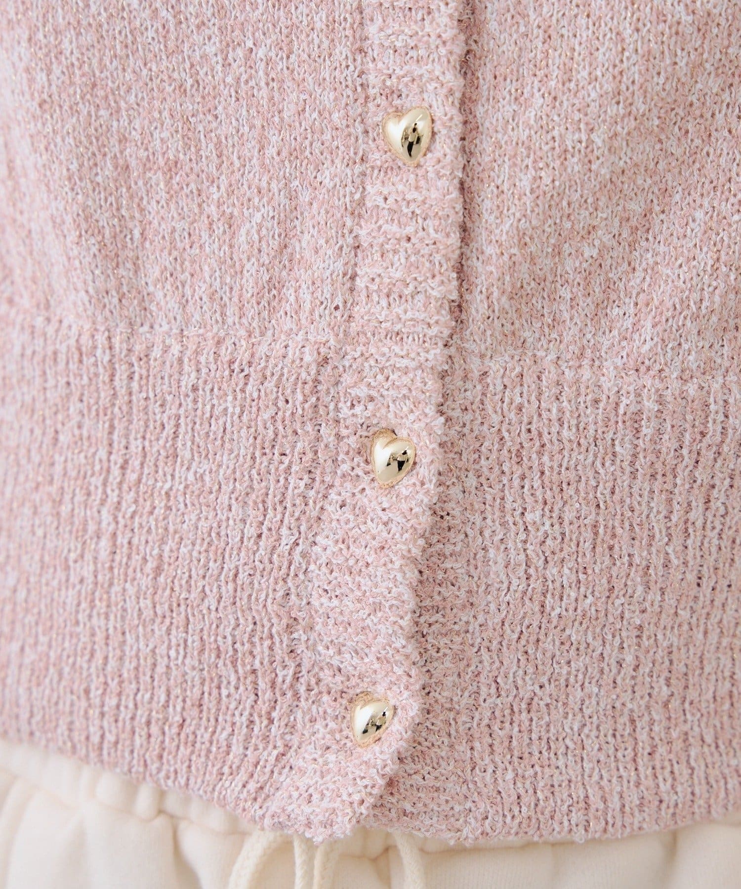 NICE CLAUP / OLIVE des OLIVE OUTLET(ナイスクラップ  / オリーブ デ オリーブ アウトレット) 【RMAF】ラメハート釦クルーカーディガン