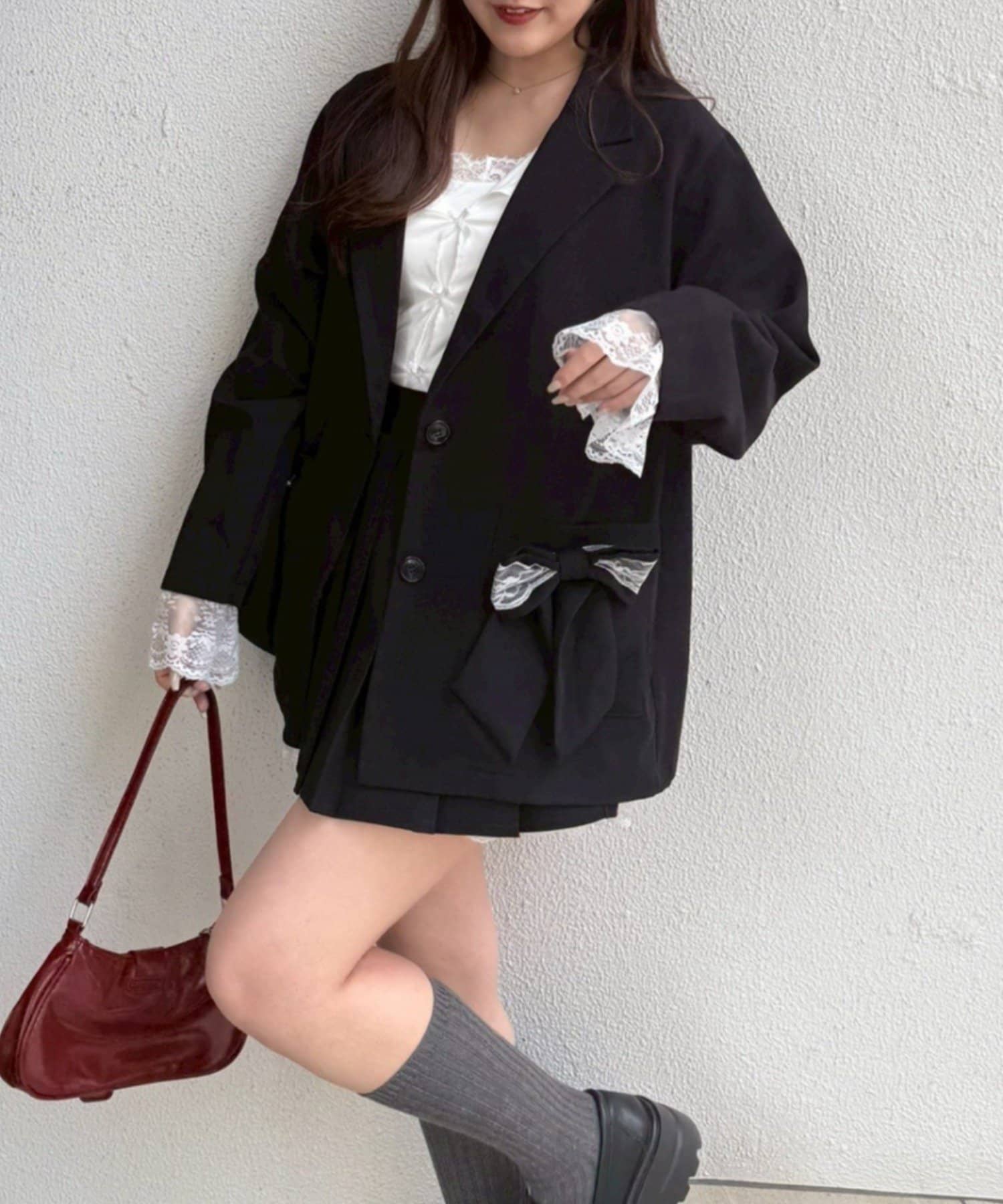 NICE CLAUP / OLIVE des OLIVE OUTLET(ナイスクラップ  / オリーブ デ オリーブ アウトレット) 【RMAF】レースリボンテーラードジャケット