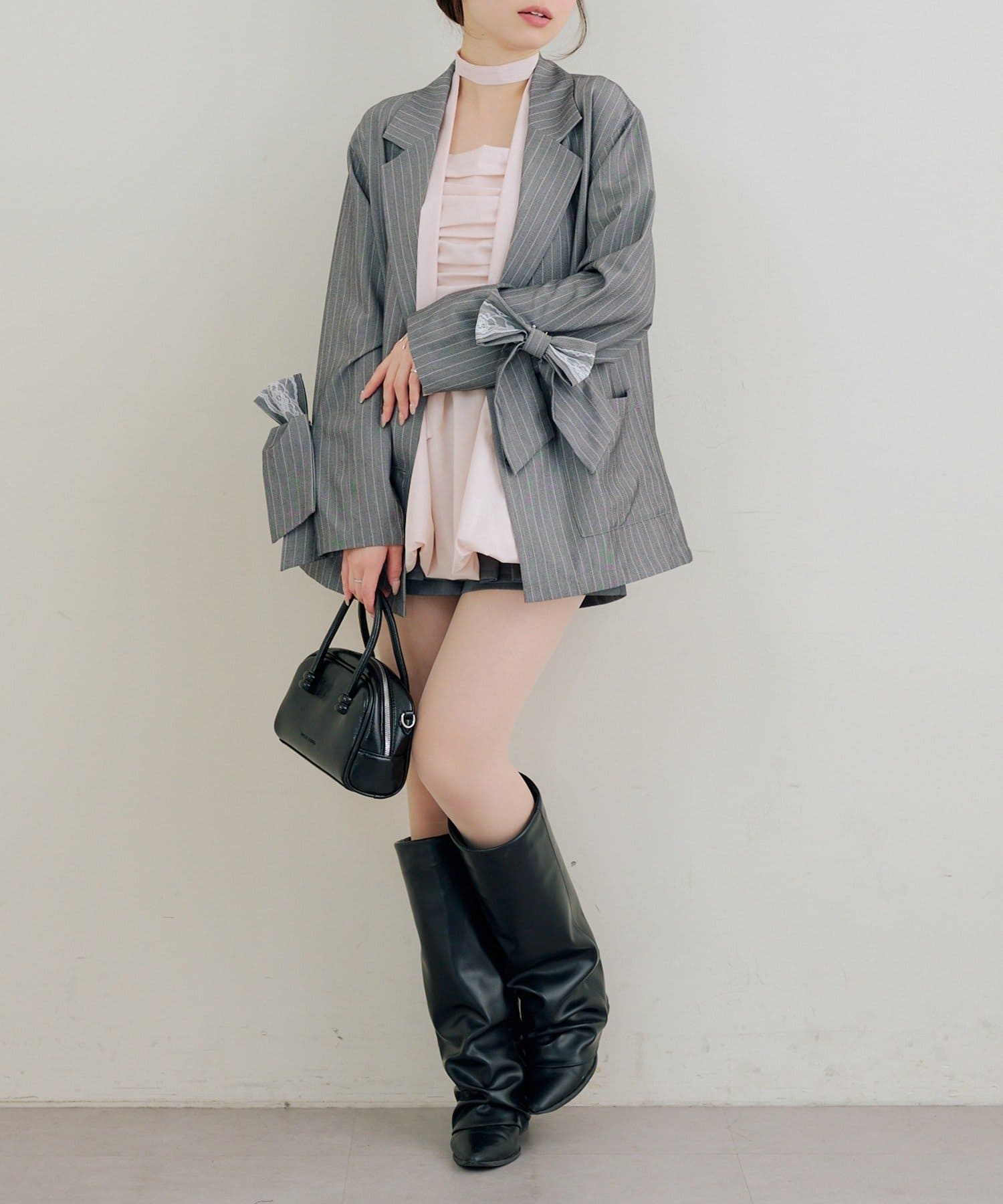 NICE CLAUP / OLIVE des OLIVE OUTLET(ナイスクラップ  / オリーブ デ オリーブ アウトレット) 【RMAF】レースリボンテーラードジャケット