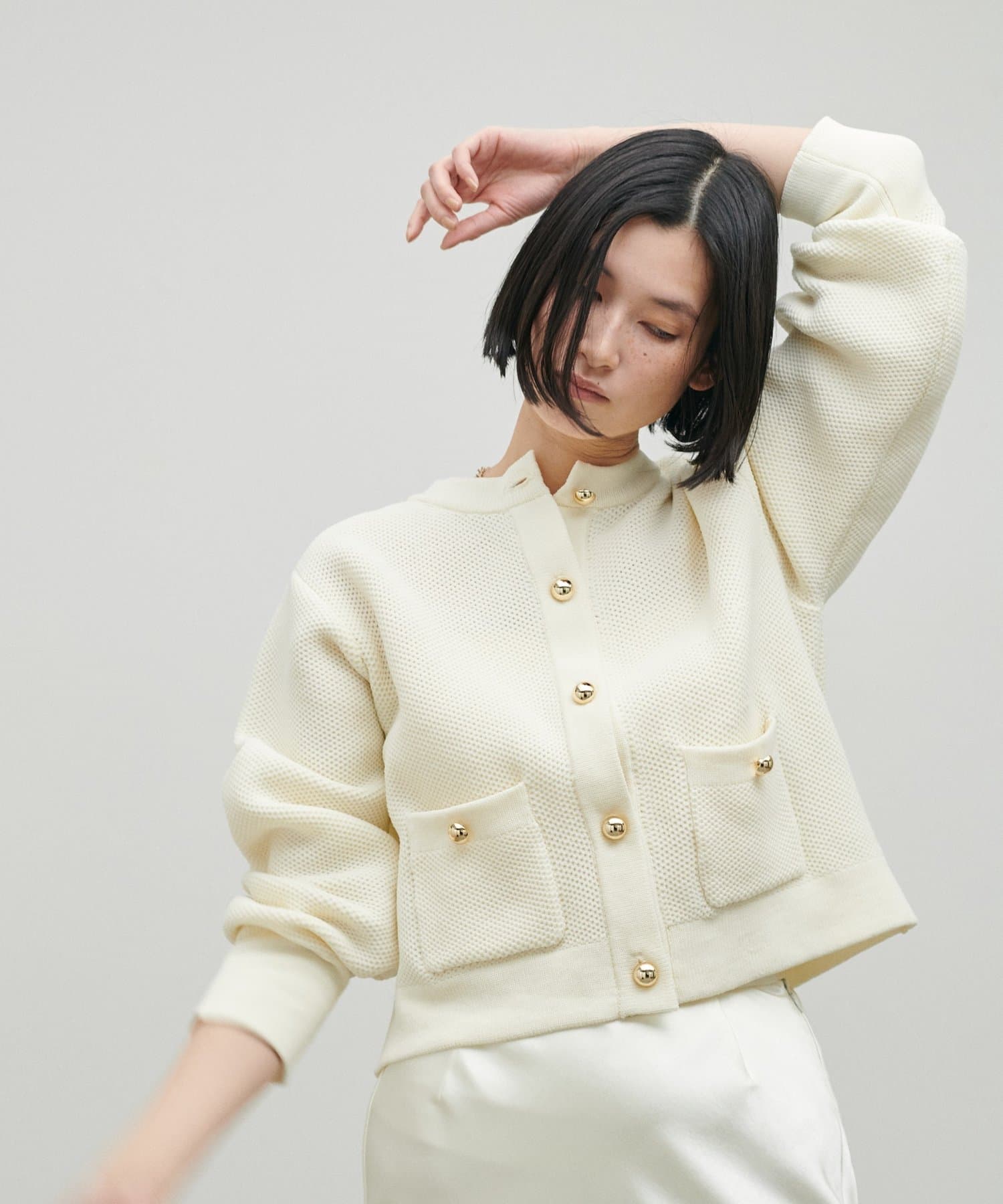 LARUTA(ラルータ) 軽やかなハニカム編みニットカーディガン