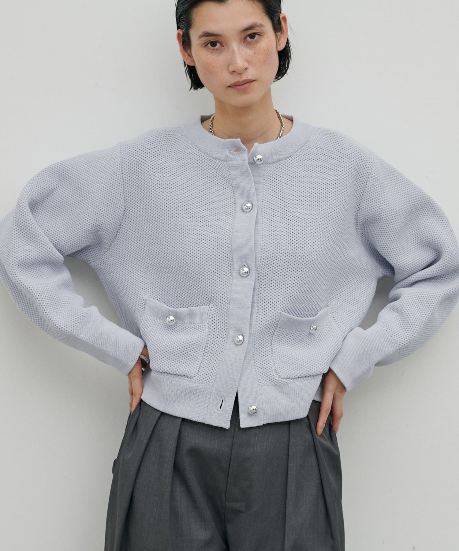 LARUTA(ラルータ) 軽やかなハニカム編みニットカーディガン