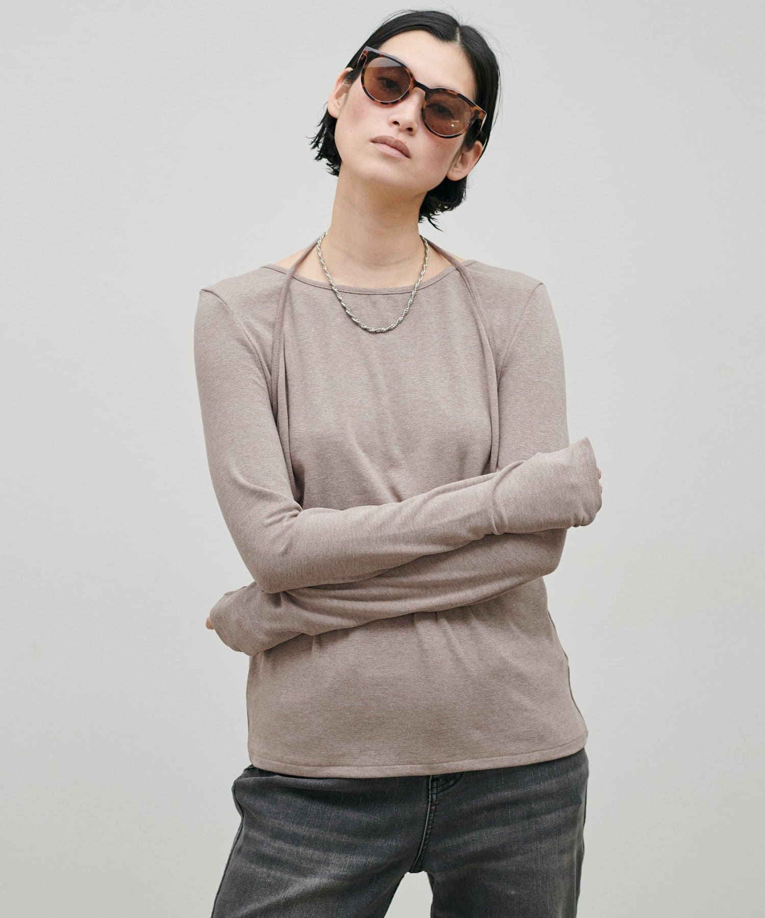 LARUTA(ラルータ) ホルターネック風トロモチカットソー