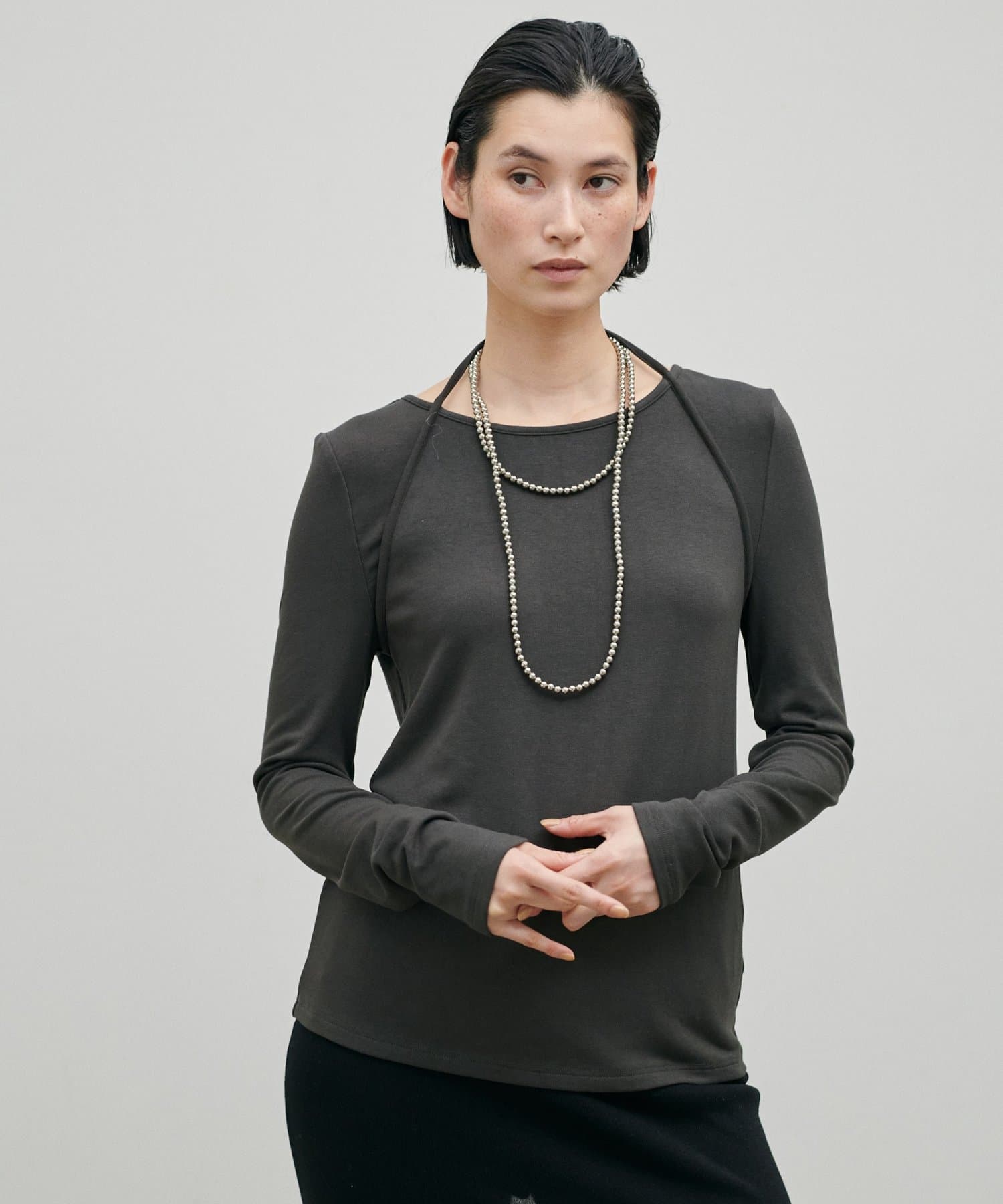 LARUTA(ラルータ) ホルターネック風トロモチカットソー