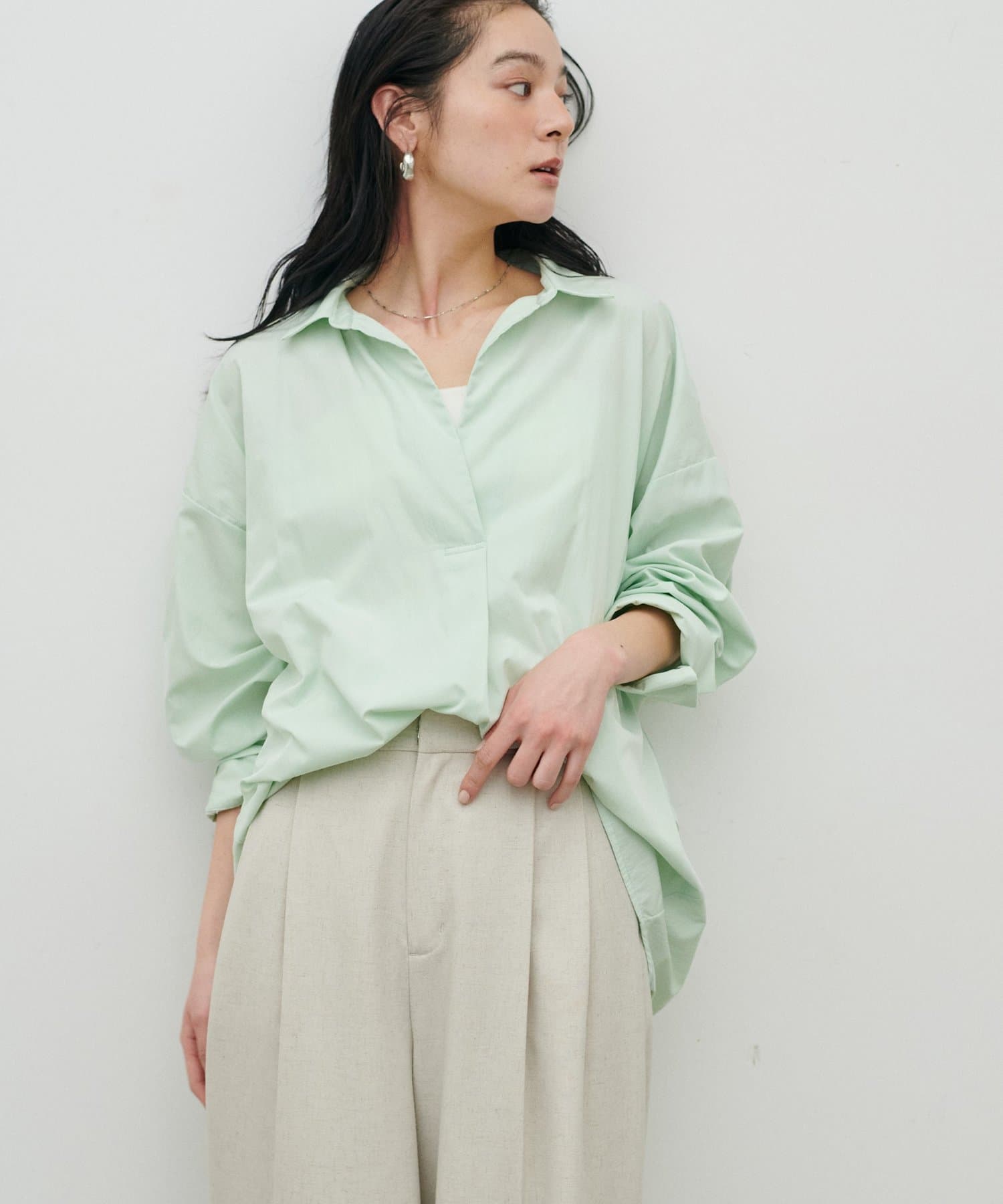 LARUTA(ラルータ) スキッパー長袖シャツ