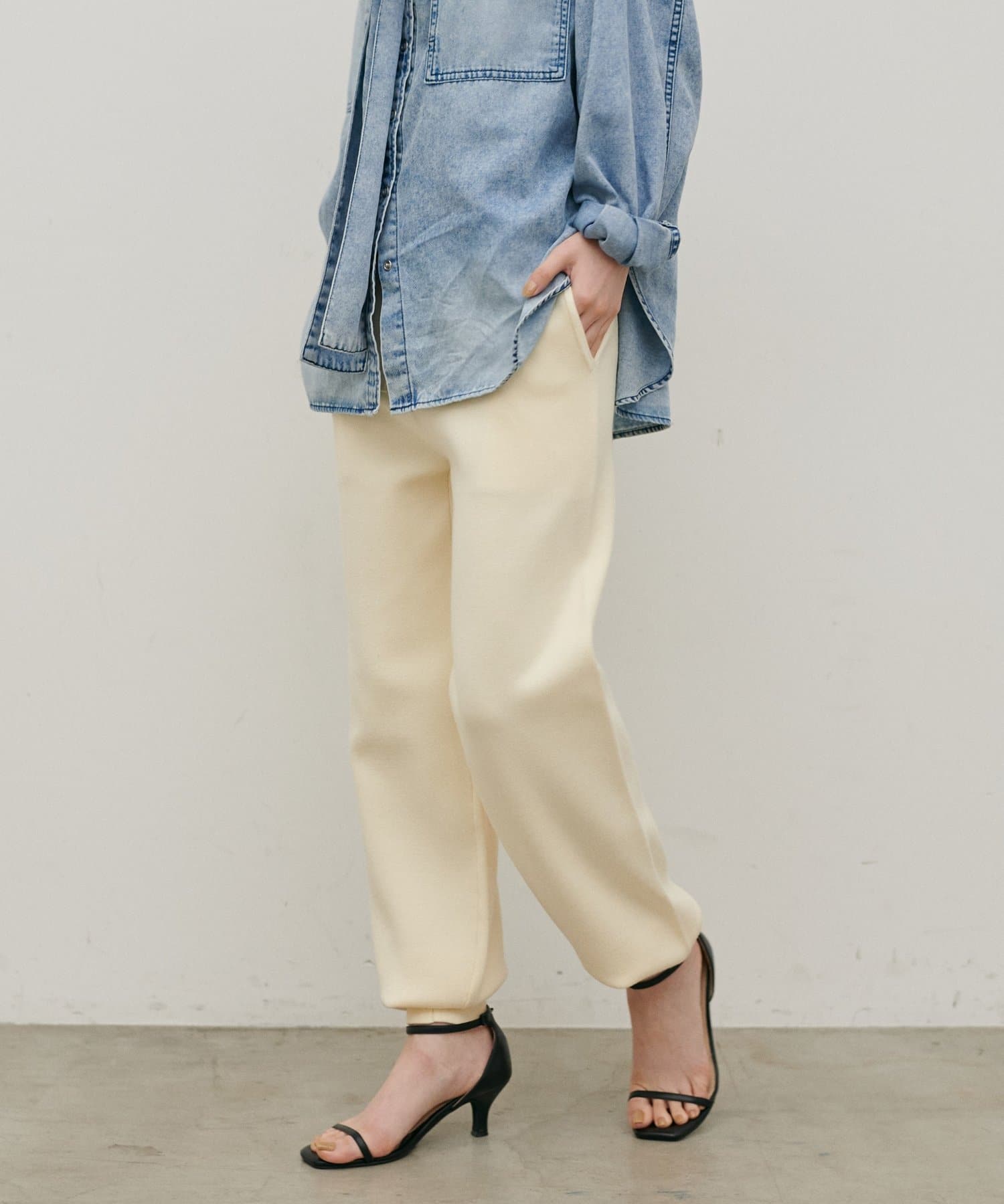 LARUTA(ラルータ) ミラノリブニットジョガーパンツ