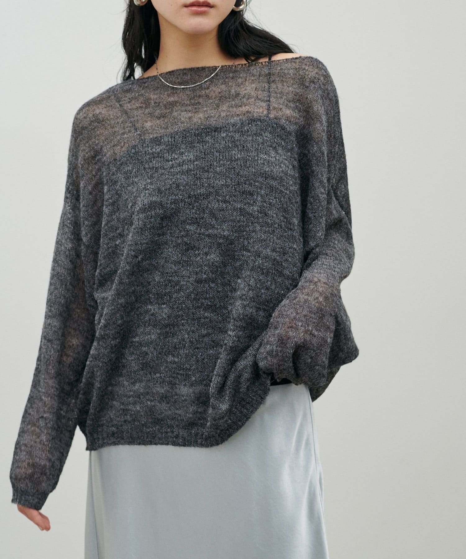 LARUTA(ラルータ) 透かしモヘアボートネックプルオーバー
