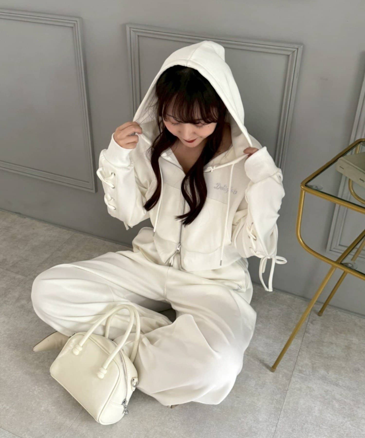 RMAF】[set]ダンボールレースUPパーカー | NICE CLAUP / OLIVE des