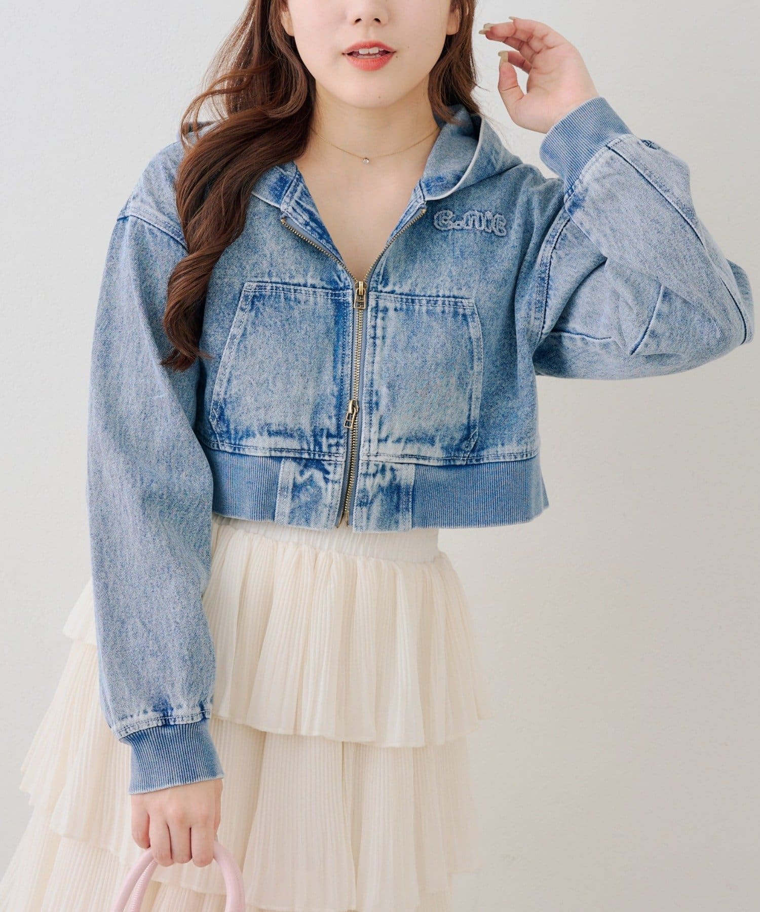 Remind me and forever(リマインドミーアンドフォーエバー) 【スタイルアップ】ショート丈ツイル/デニムマンパ