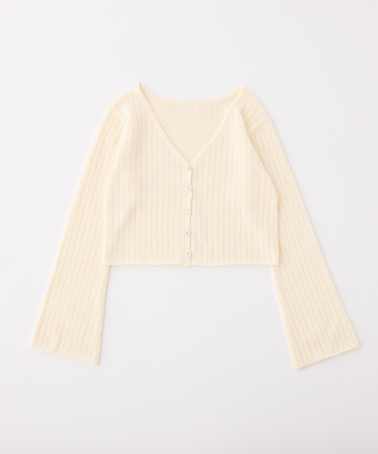 one after another NICE CLAUP(ワンアフターアナザー ナイスクラップ) キラキラボタンアイレットカーデ