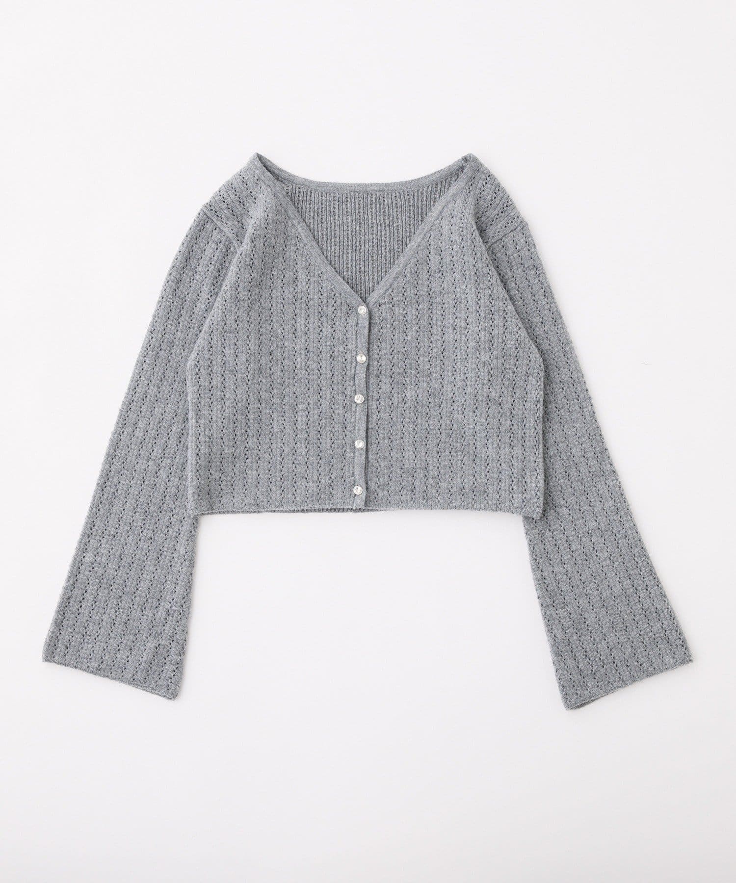 one after another NICE CLAUP(ワンアフターアナザー ナイスクラップ) キラキラボタンアイレットカーデ