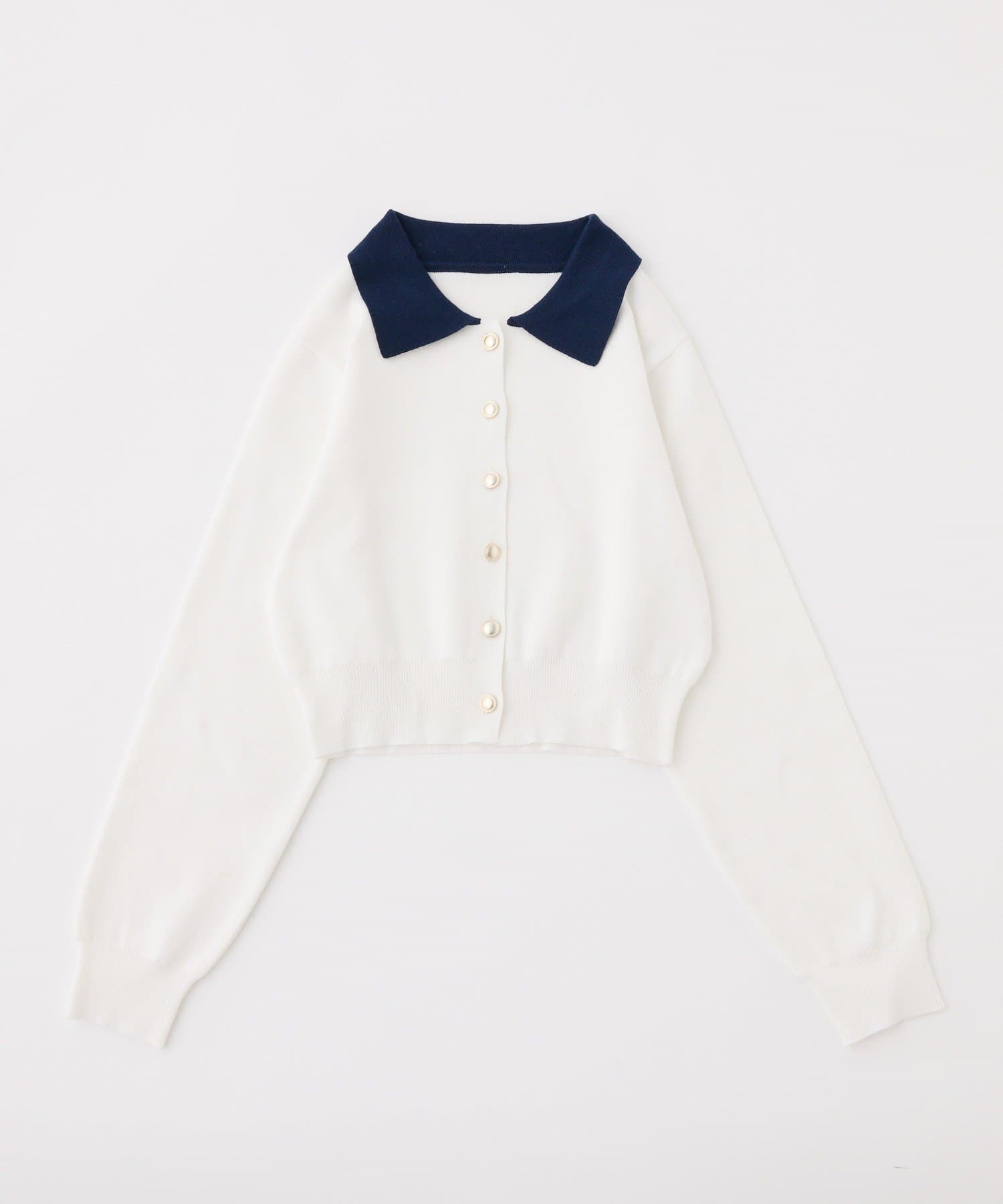 one after another NICE CLAUP(ワンアフターアナザー ナイスクラップ) 配色衿付きニット