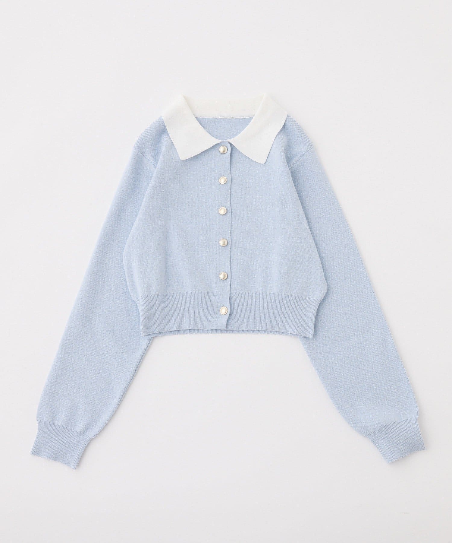 one after another NICE CLAUP(ワンアフターアナザー ナイスクラップ) 配色襟付きニット