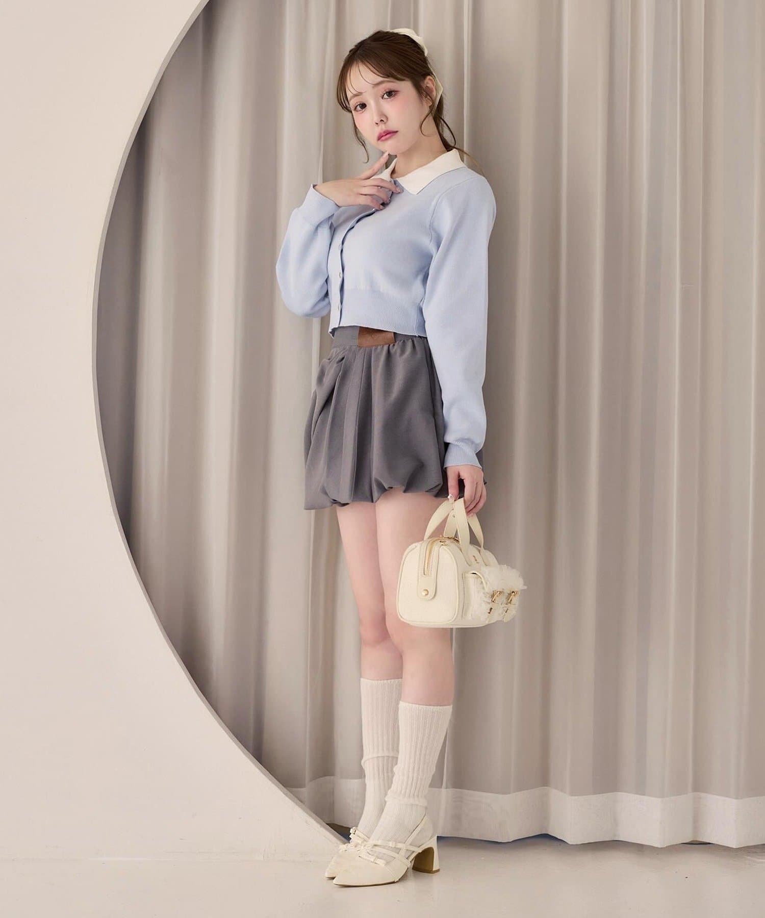 one after another NICE CLAUP(ワンアフターアナザー ナイスクラップ) 配色衿付きニット