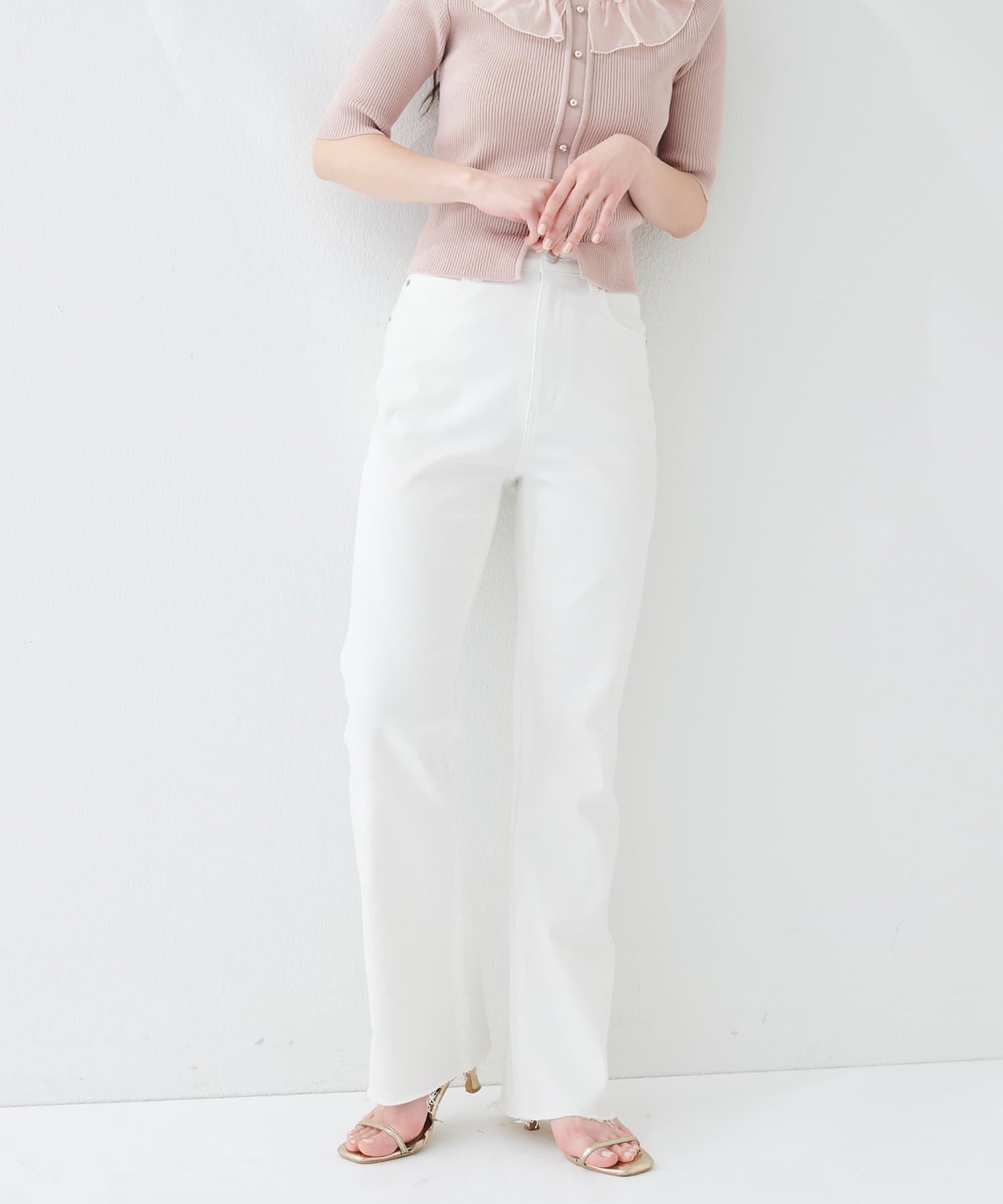 natural couture(ナチュラルクチュール) セルフカットストレートデニムフレアパンツ