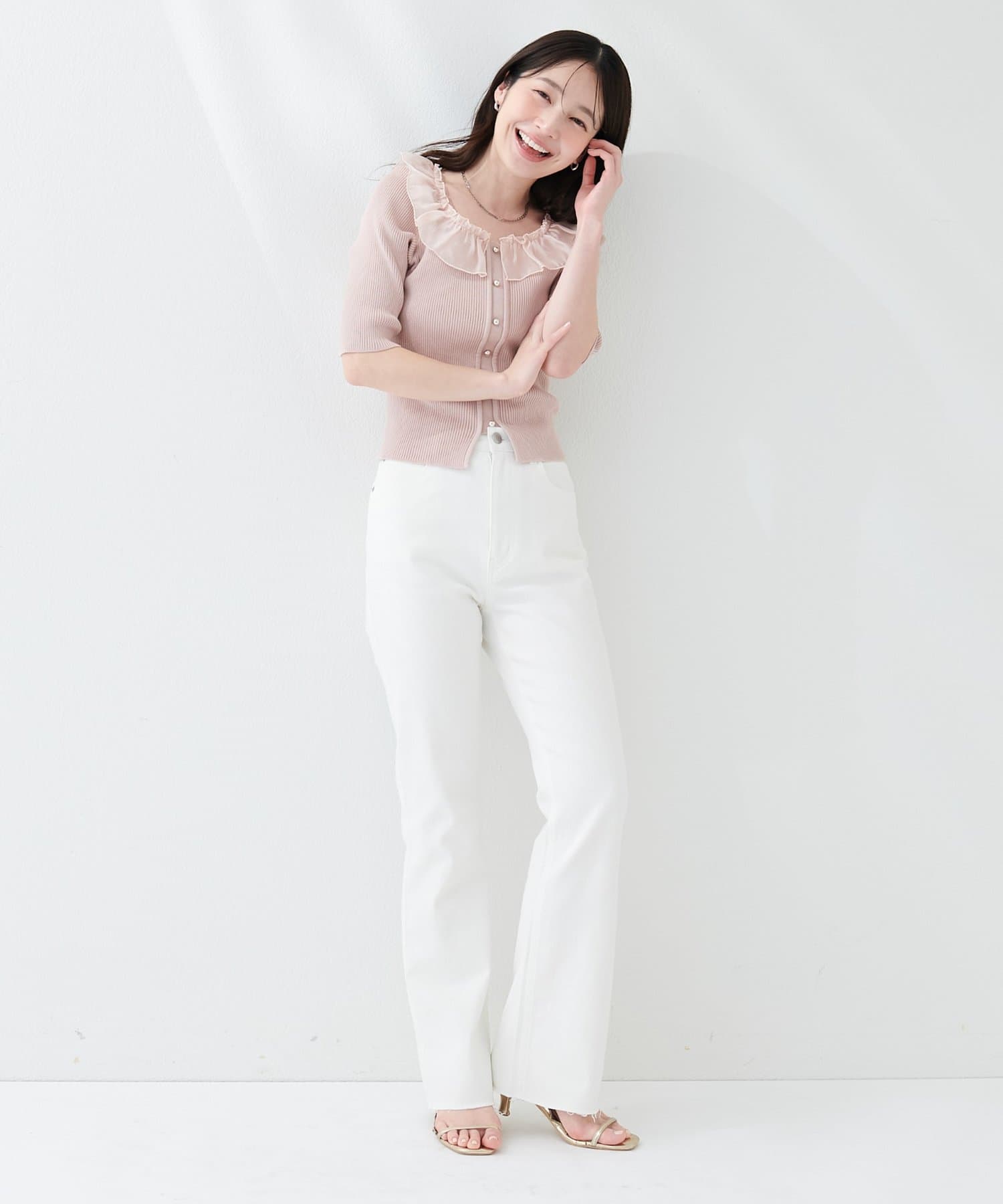 natural couture(ナチュラルクチュール) セルフカットストレートデニムフレアパンツ