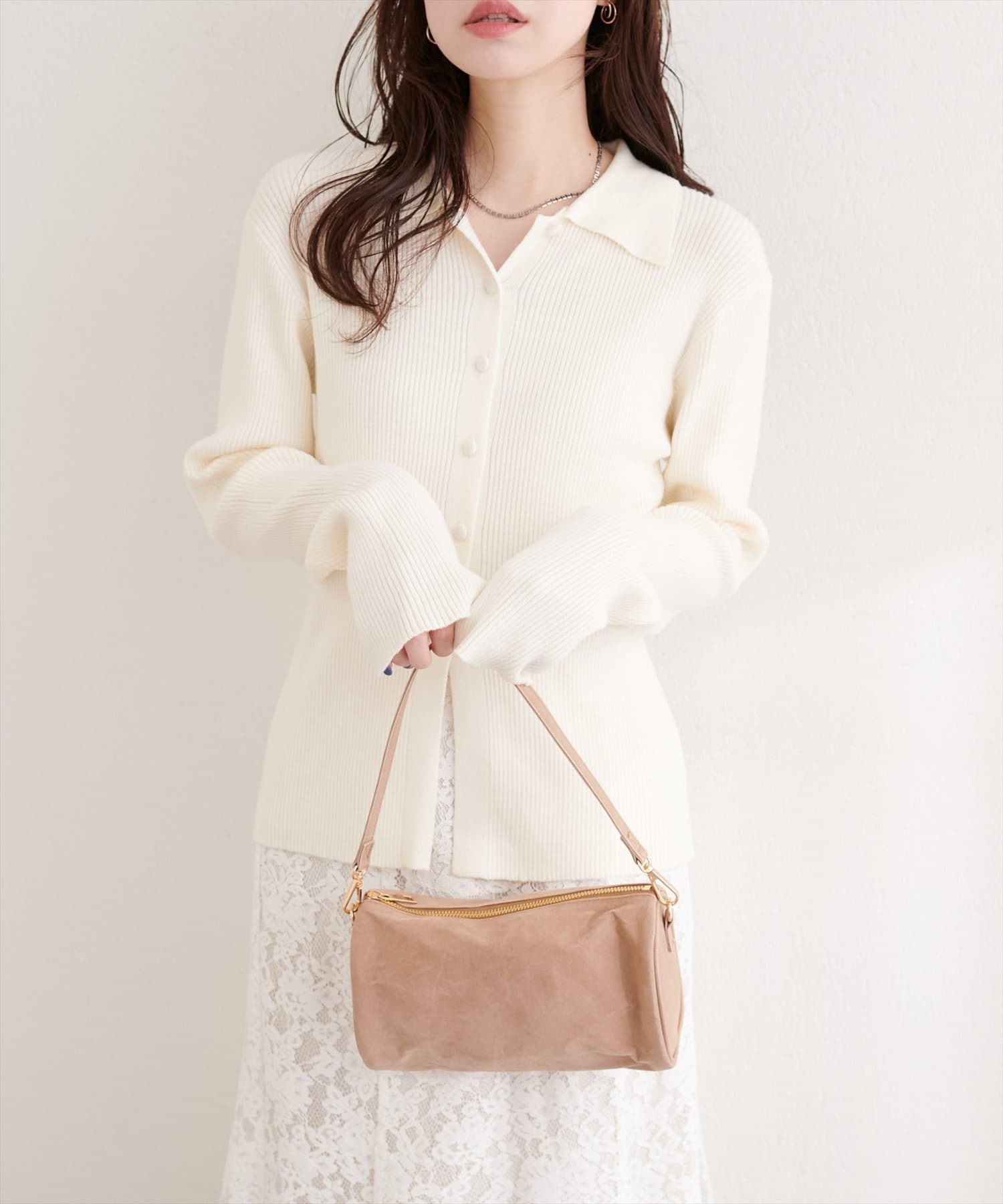 natural couture(ナチュラルクチュール) くるみ釦リブニット