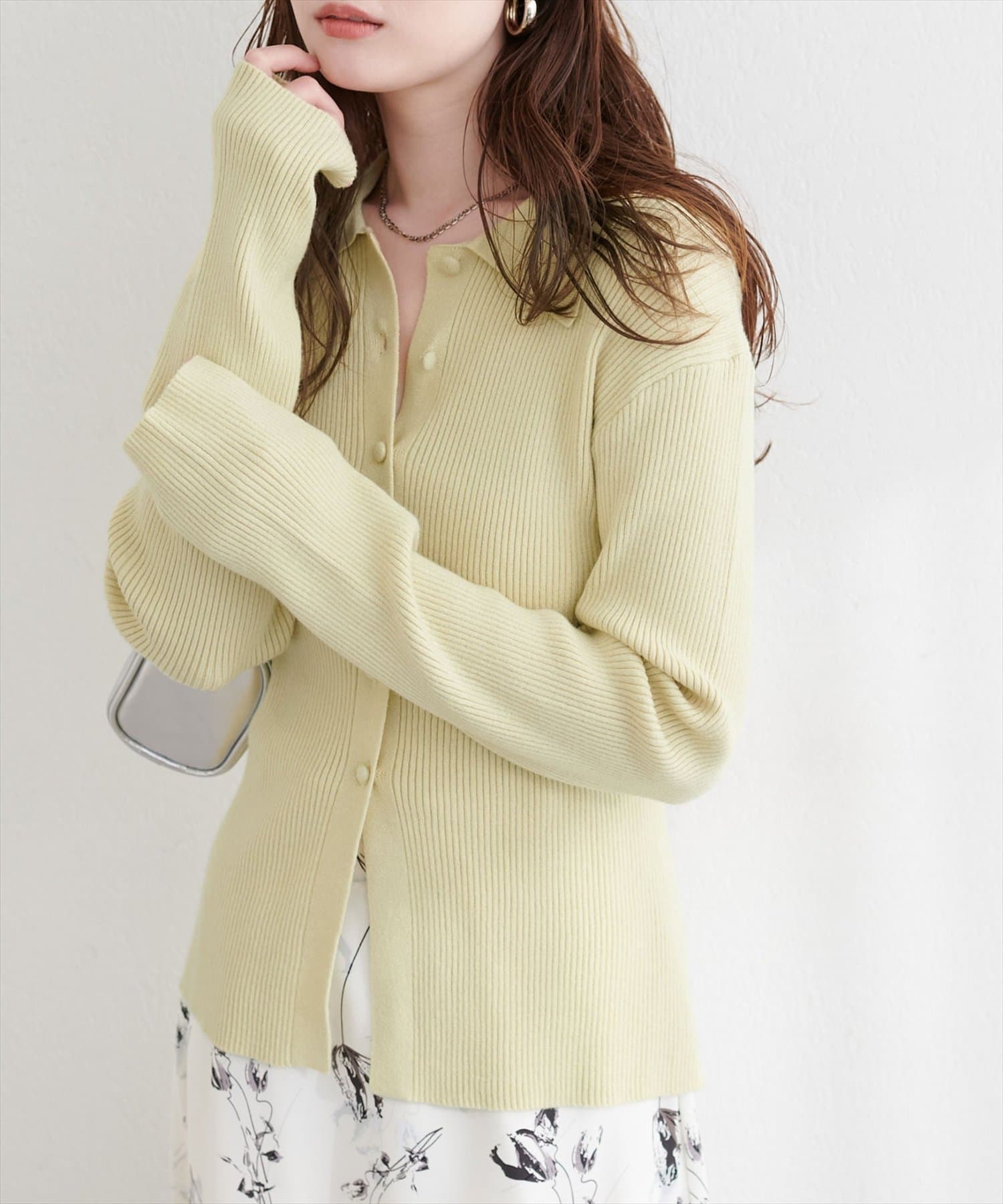 natural couture(ナチュラルクチュール) くるみ釦リブニット