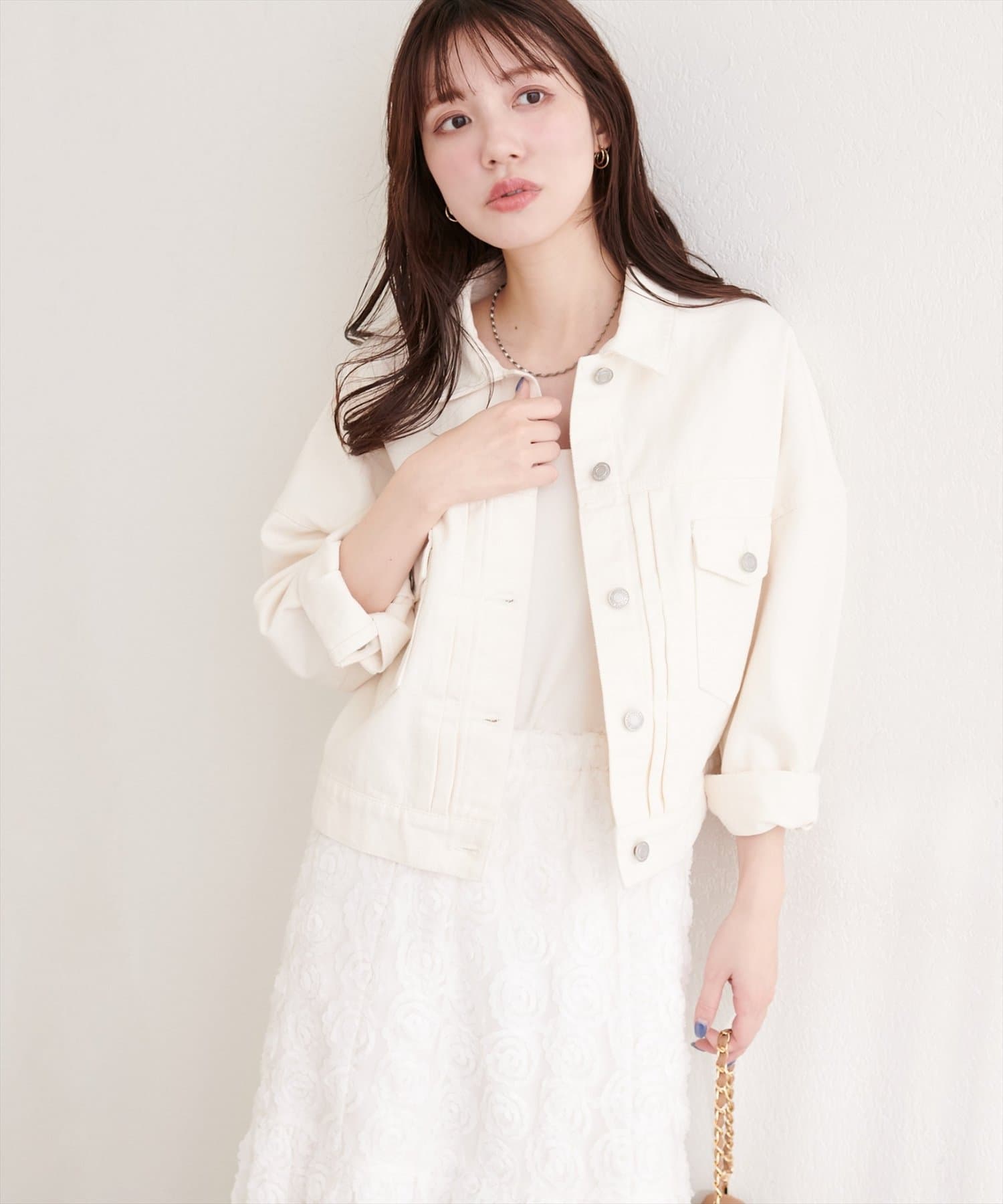 natural couture(ナチュラルクチュール) 袖レース付きGジャン