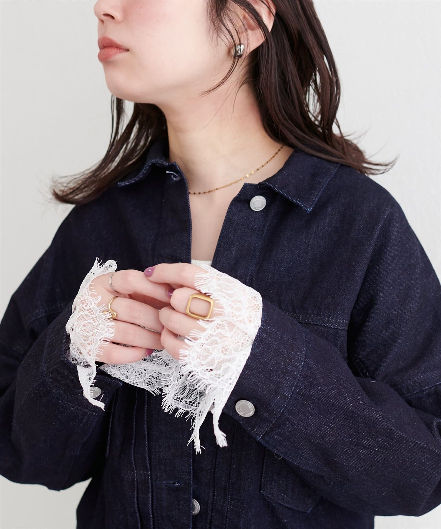 natural couture(ナチュラルクチュール) 袖レース付きGジャン