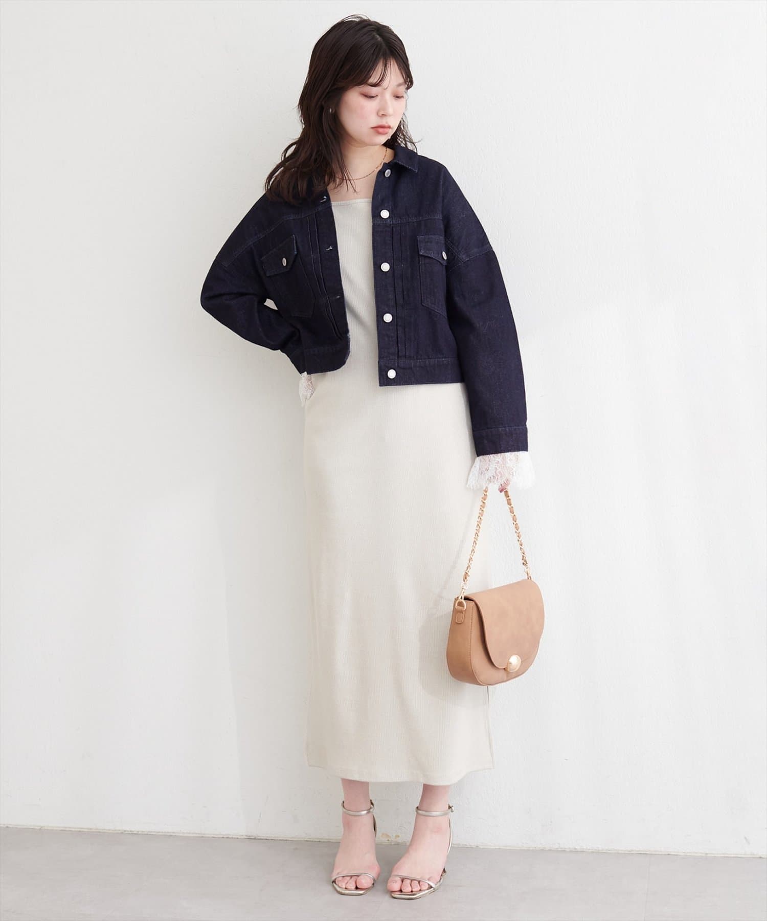 natural couture(ナチュラルクチュール) 袖レース付きGジャン