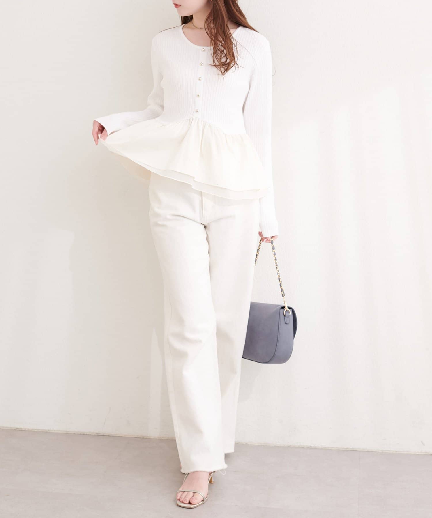 natural couture(ナチュラルクチュール) 異素材ペプラムニット