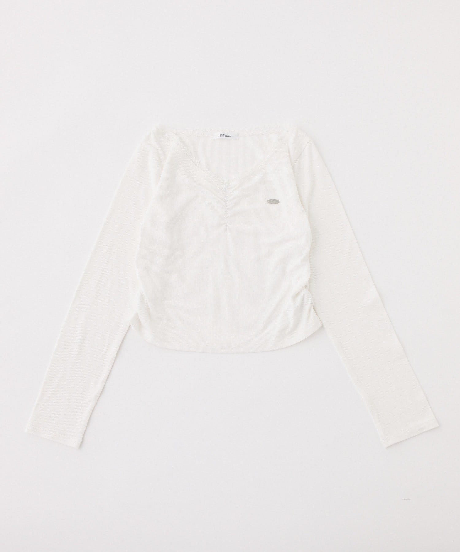 one after another NICE CLAUP(ワンアフターアナザー ナイスクラップ) プレート付きフロントギャザートップ