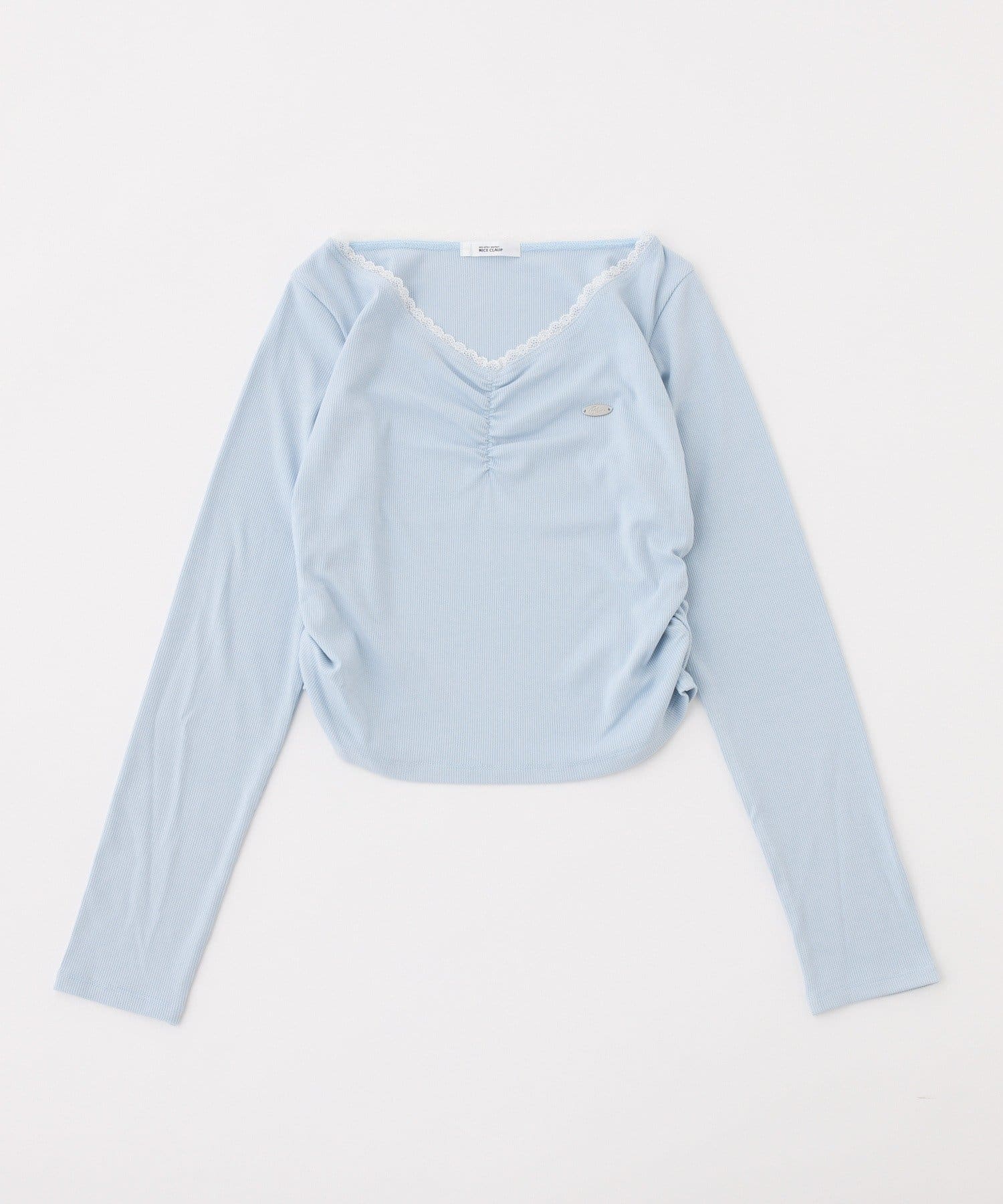 one after another NICE CLAUP(ワンアフターアナザー ナイスクラップ) プレート付きフロントギャザートップ