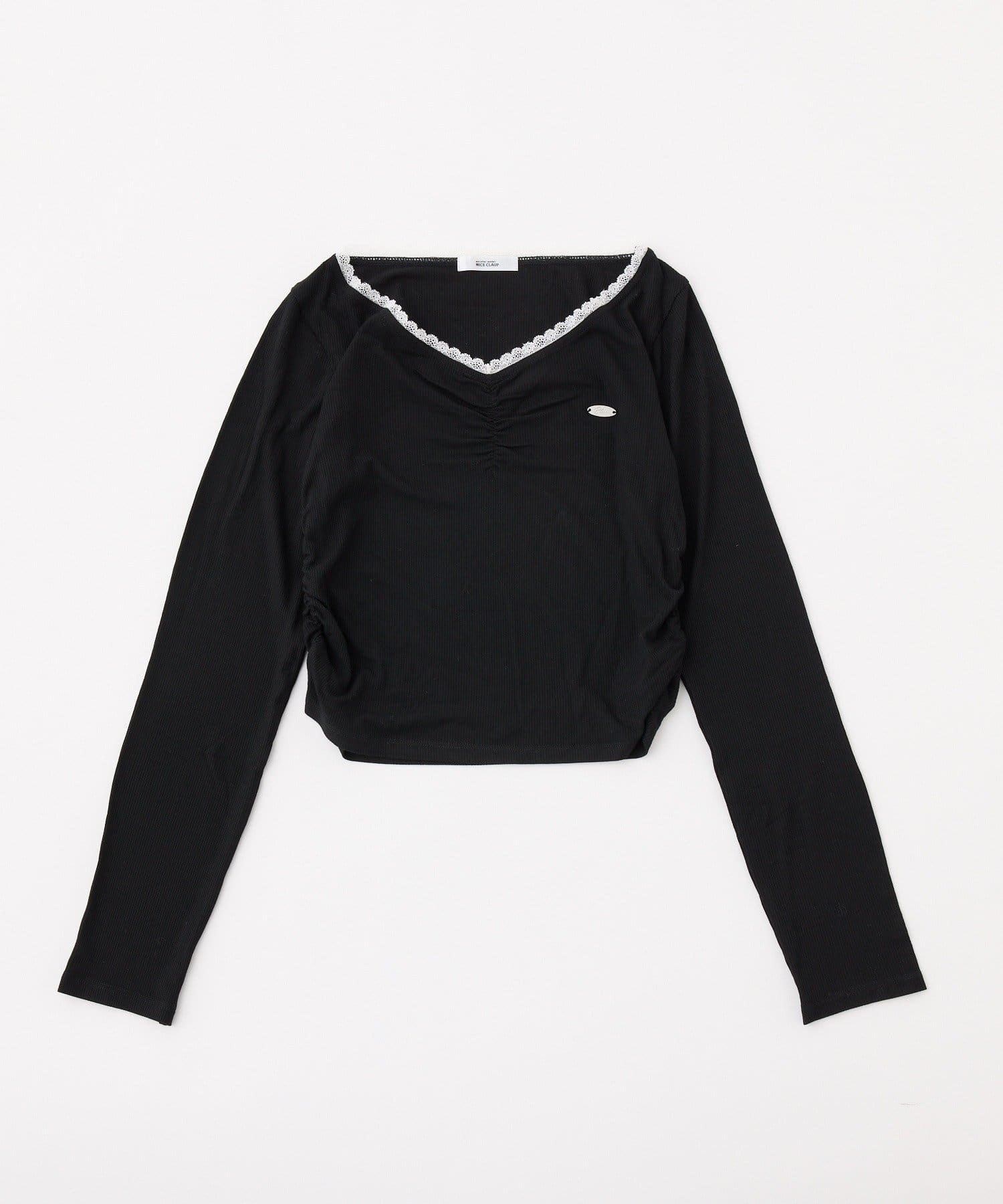 one after another NICE CLAUP(ワンアフターアナザー ナイスクラップ) プレート付きフロントギャザートップ