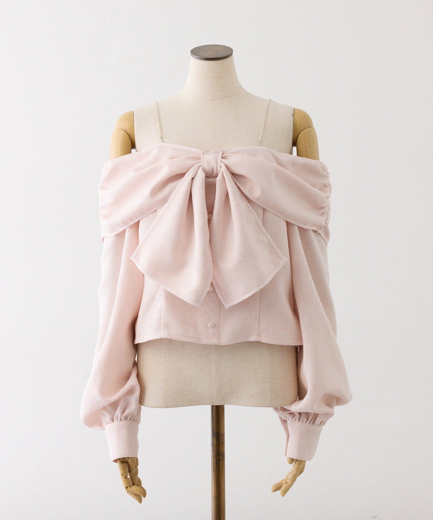 one after another NICE CLAUP(ワンアフターアナザー ナイスクラップ) 肩ビジューリボンオフショルブラウス