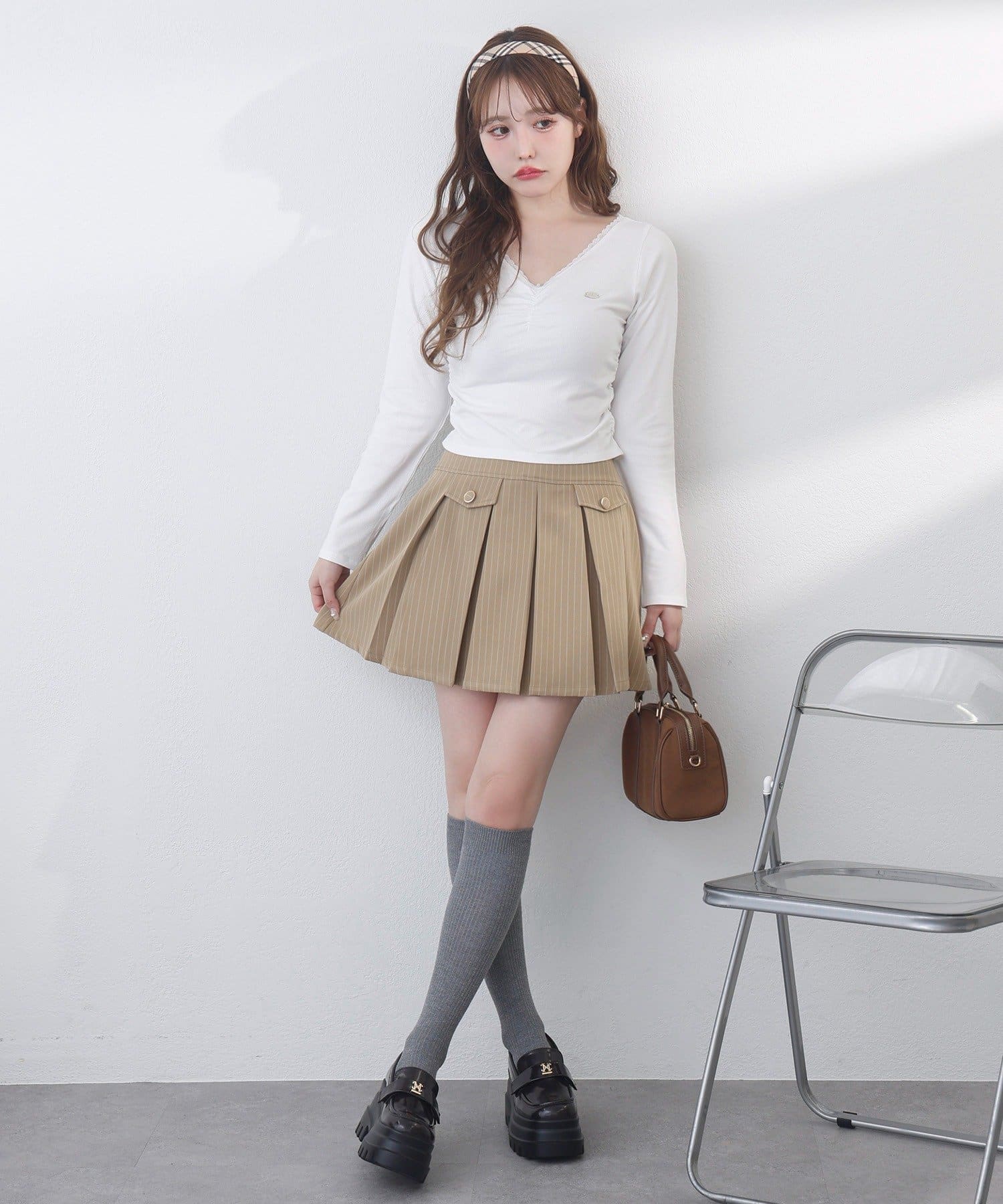 金ボタンボックスプリーツミニスカート | one after another NICE