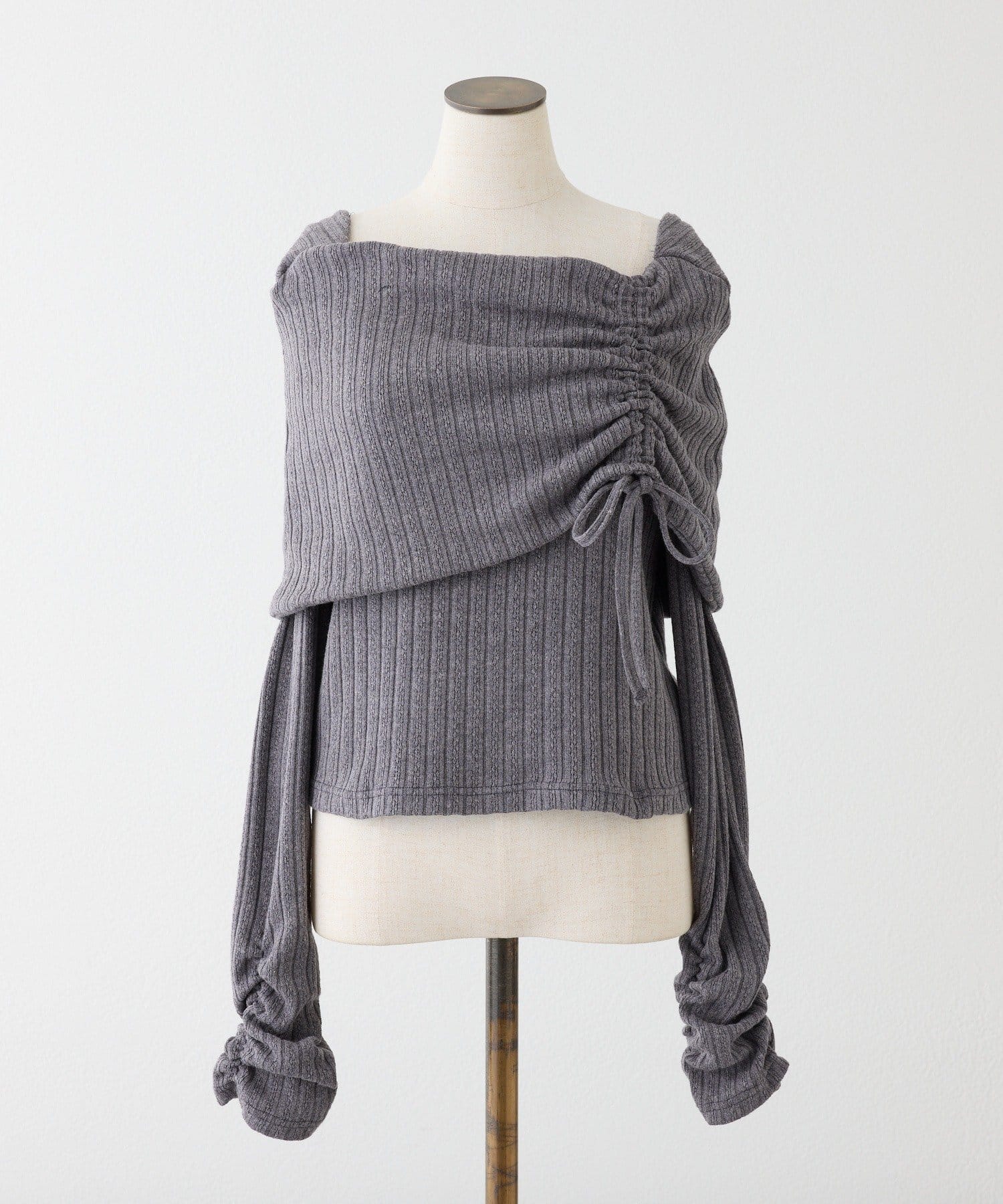 one after another NICE CLAUP(ワンアフターアナザー ナイスクラップ) ドロストリボンオフショルトップス