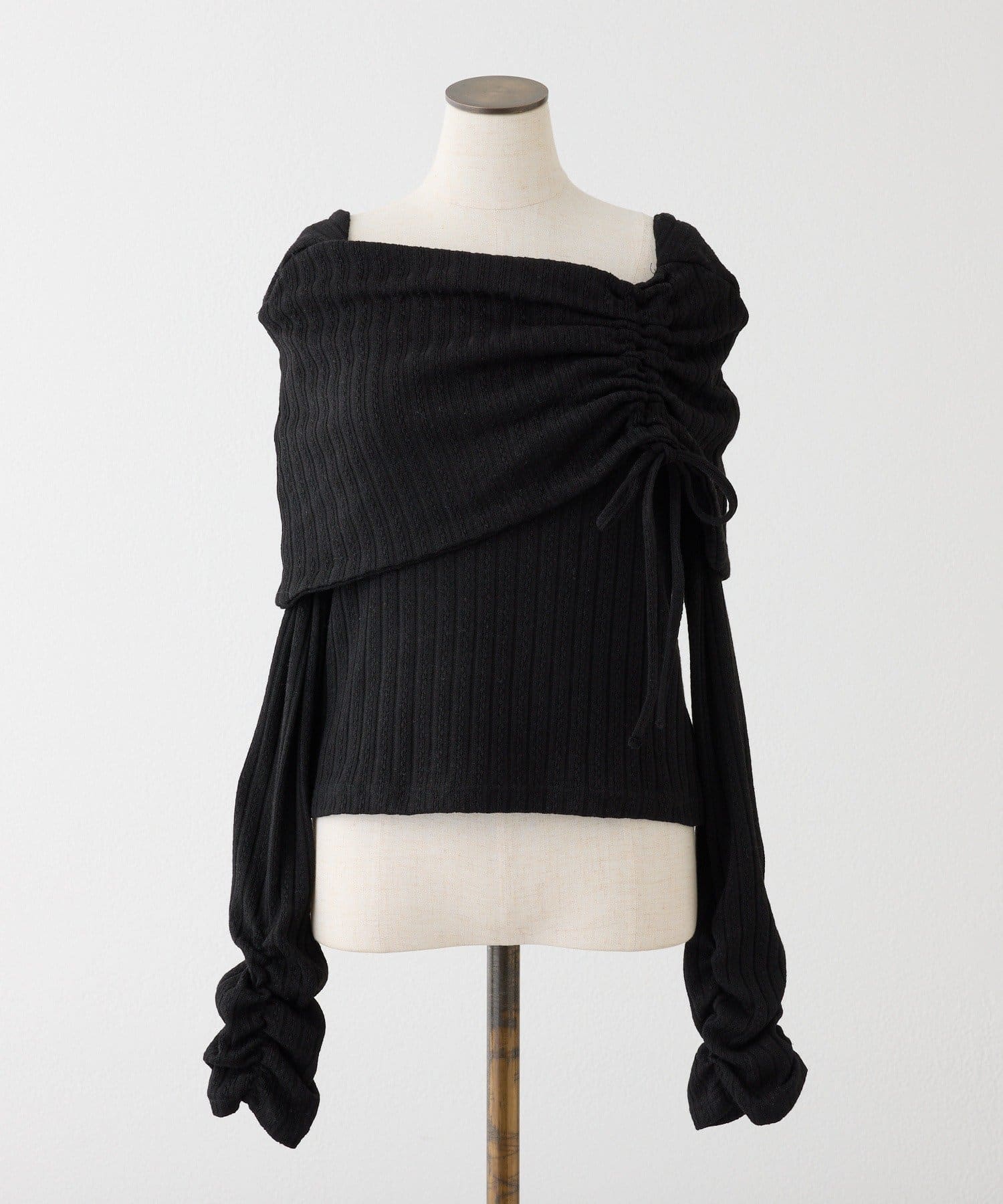 one after another NICE CLAUP(ワンアフターアナザー ナイスクラップ) ドロストリボンオフショルトップス