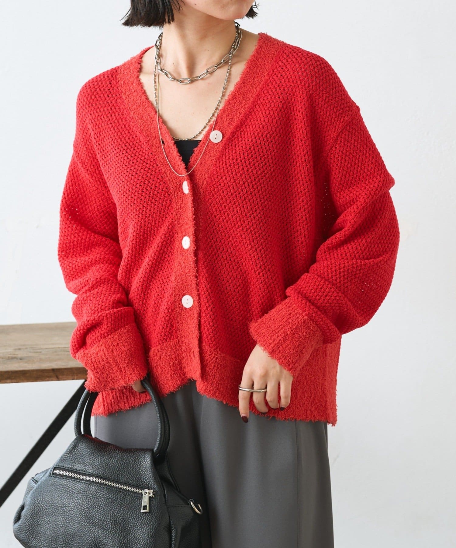 Jena　espace merveilleux(ジェナ　エスパスメルヴェイユ) 【羽織るだけ映え】ファンシーヤーンニットカーディガン