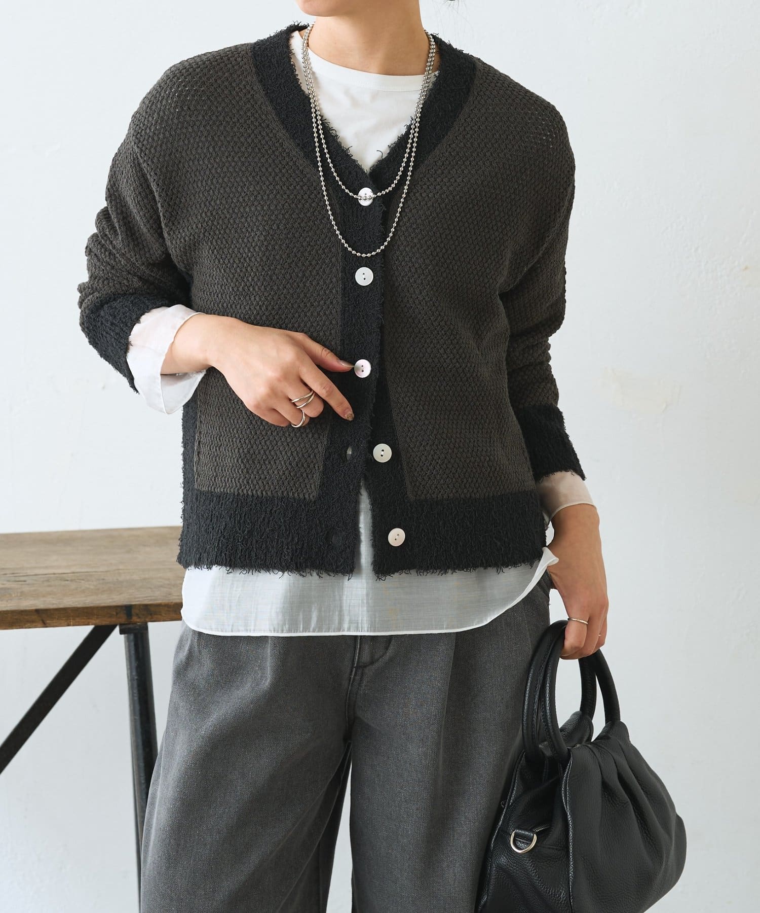 Jena　espace merveilleux(ジェナ　エスパスメルヴェイユ) 【羽織るだけ映え】ファンシーヤーンニットカーディガン