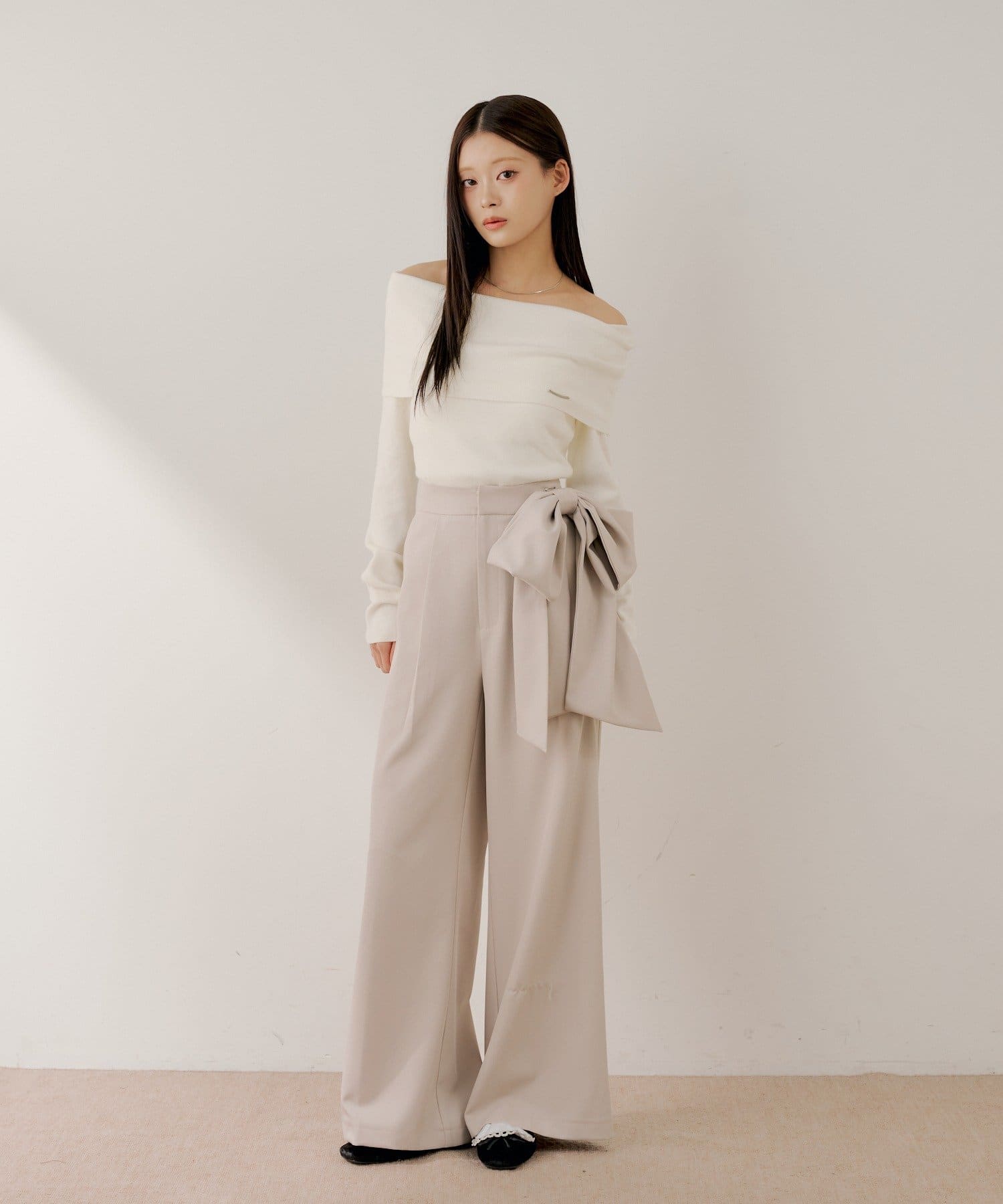 Chico(チコ) 【SALON by Chico】取り外しリボンスラックスパンツ