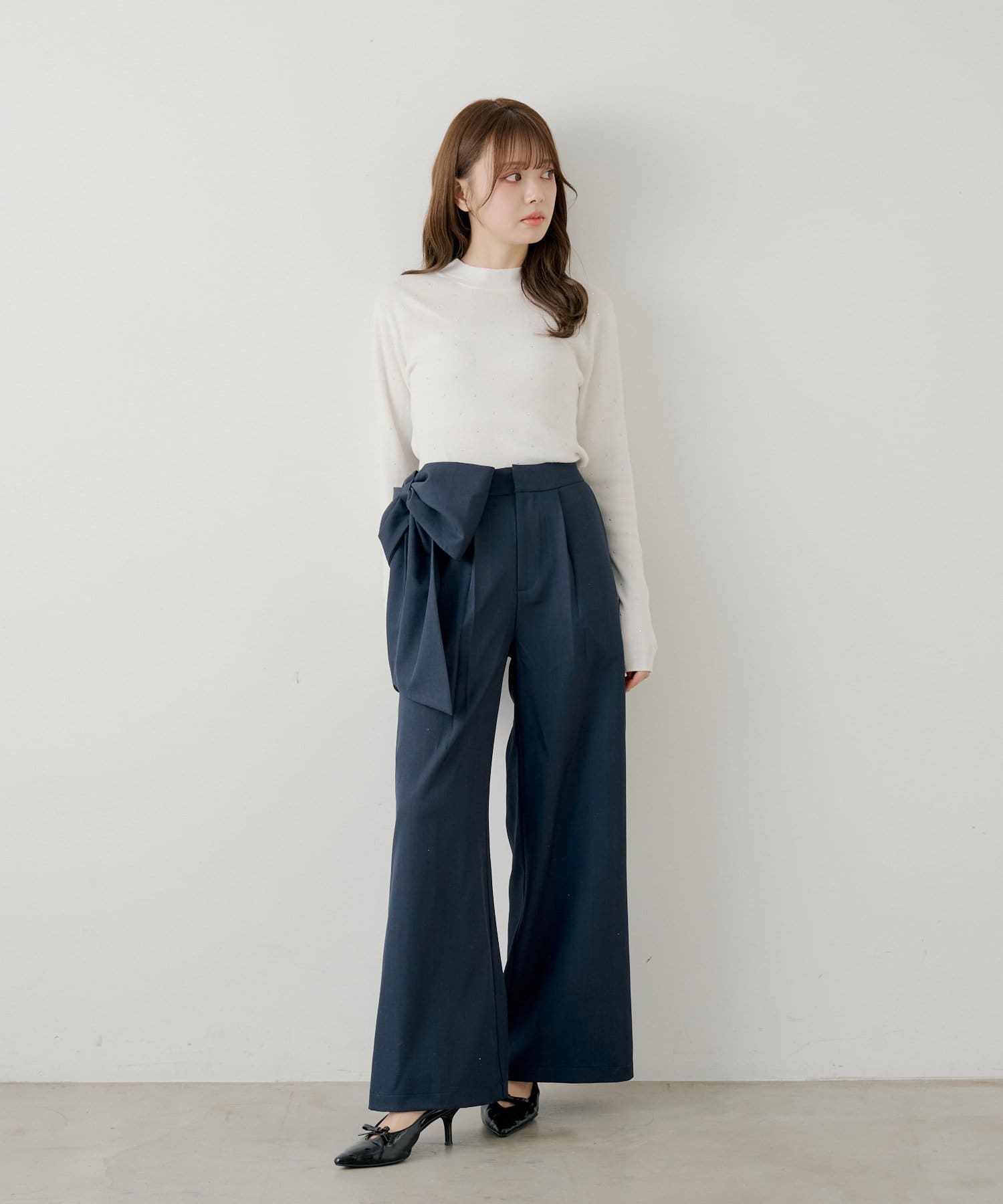 Chico(チコ) 【SALON by Chico】取り外しリボンスラックスパンツ