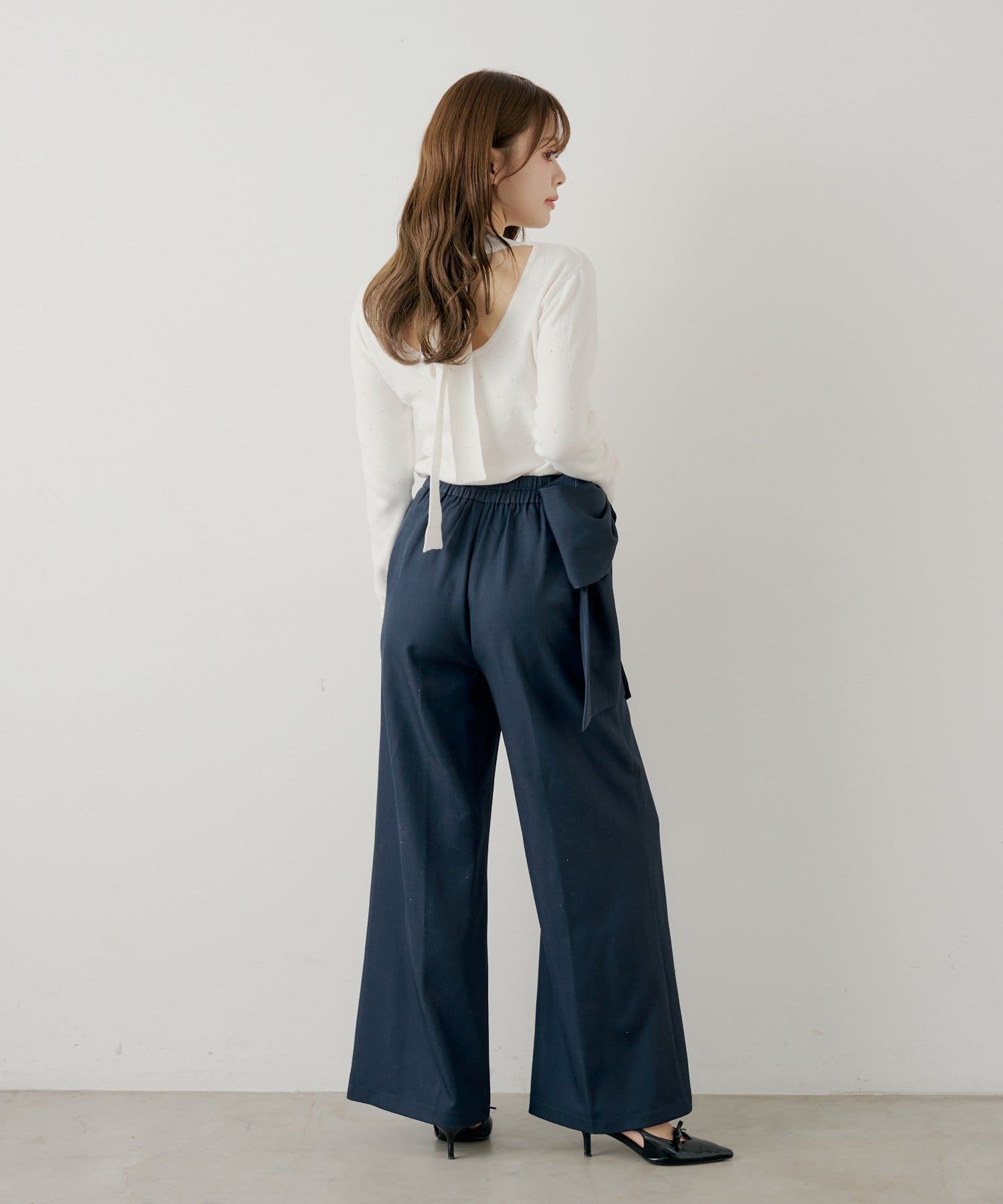 Chico(チコ) 【SALON by Chico】取り外しリボンスラックスパンツ