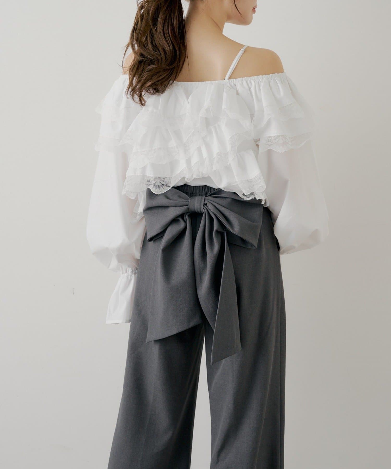 Chico(チコ) 【SALON by Chico】取り外しリボンスラックスパンツ