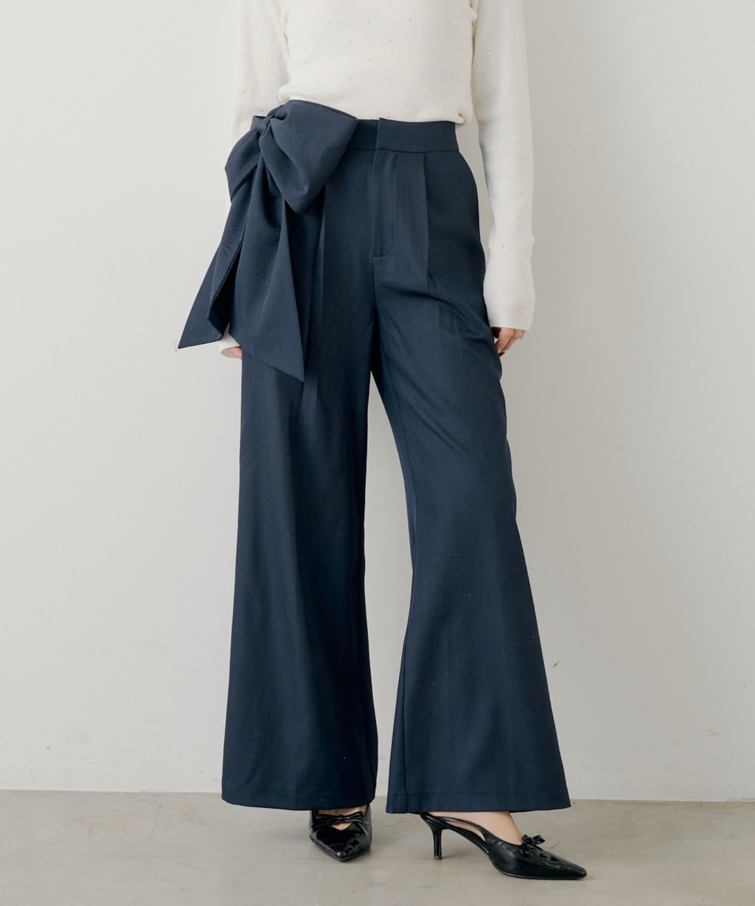 Chico(チコ) 【SALON by Chico】取り外しリボンスラックスパンツ