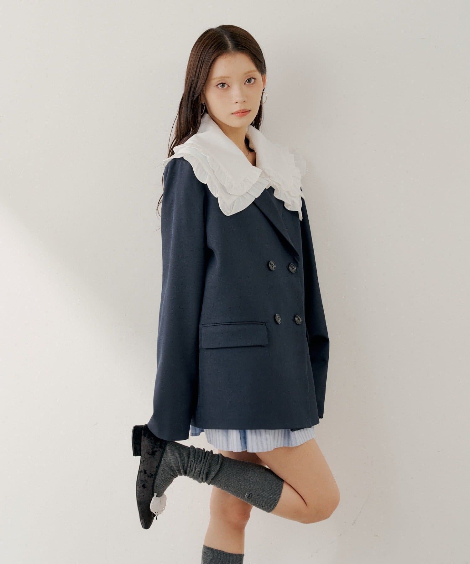 Chico(チコ) 【SALON by Chico】襟取り外しダブルフリルジャケット